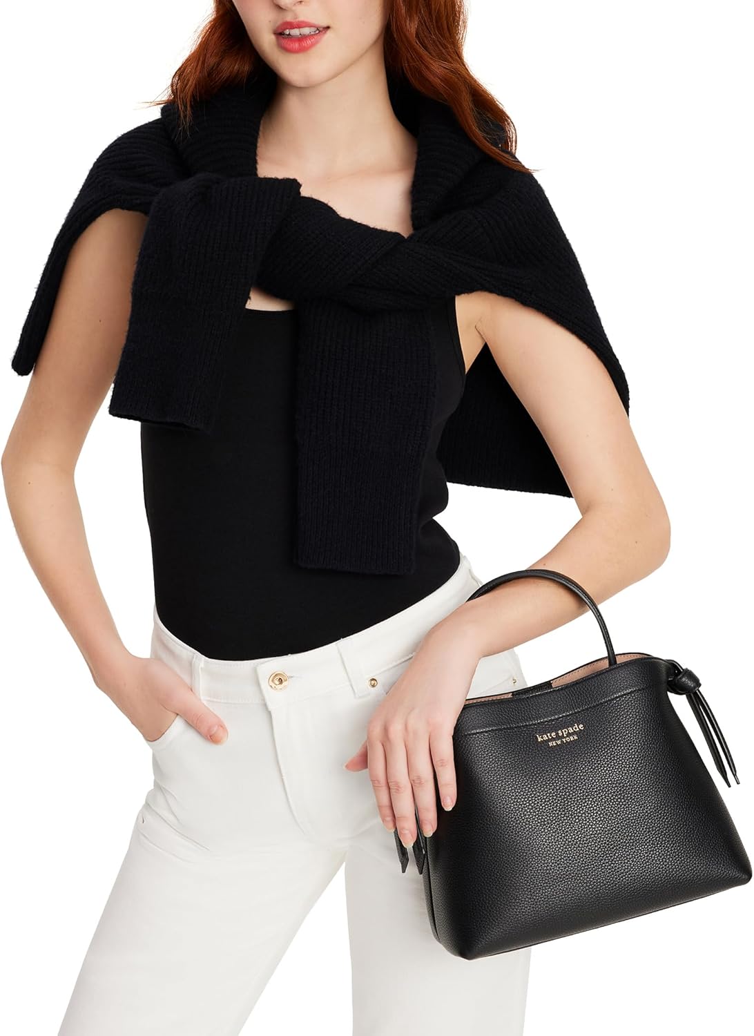 kate spade new york Womens Knott Pebbled Leather Medium Top Handle · v2