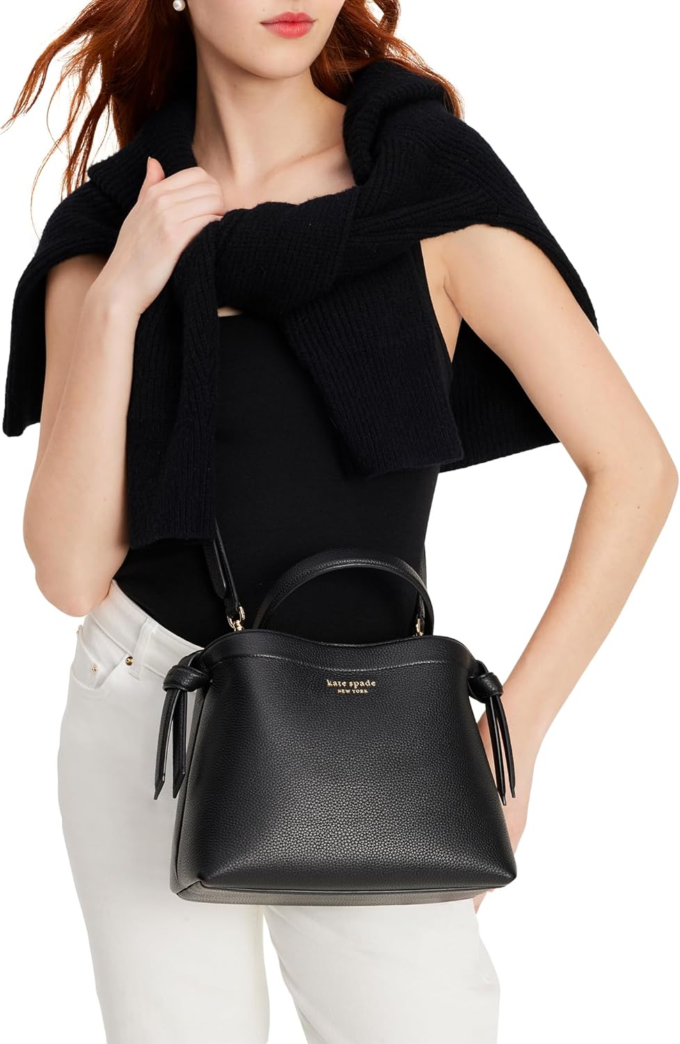 kate spade new york Womens Knott Pebbled Leather Medium Top Handle · v2