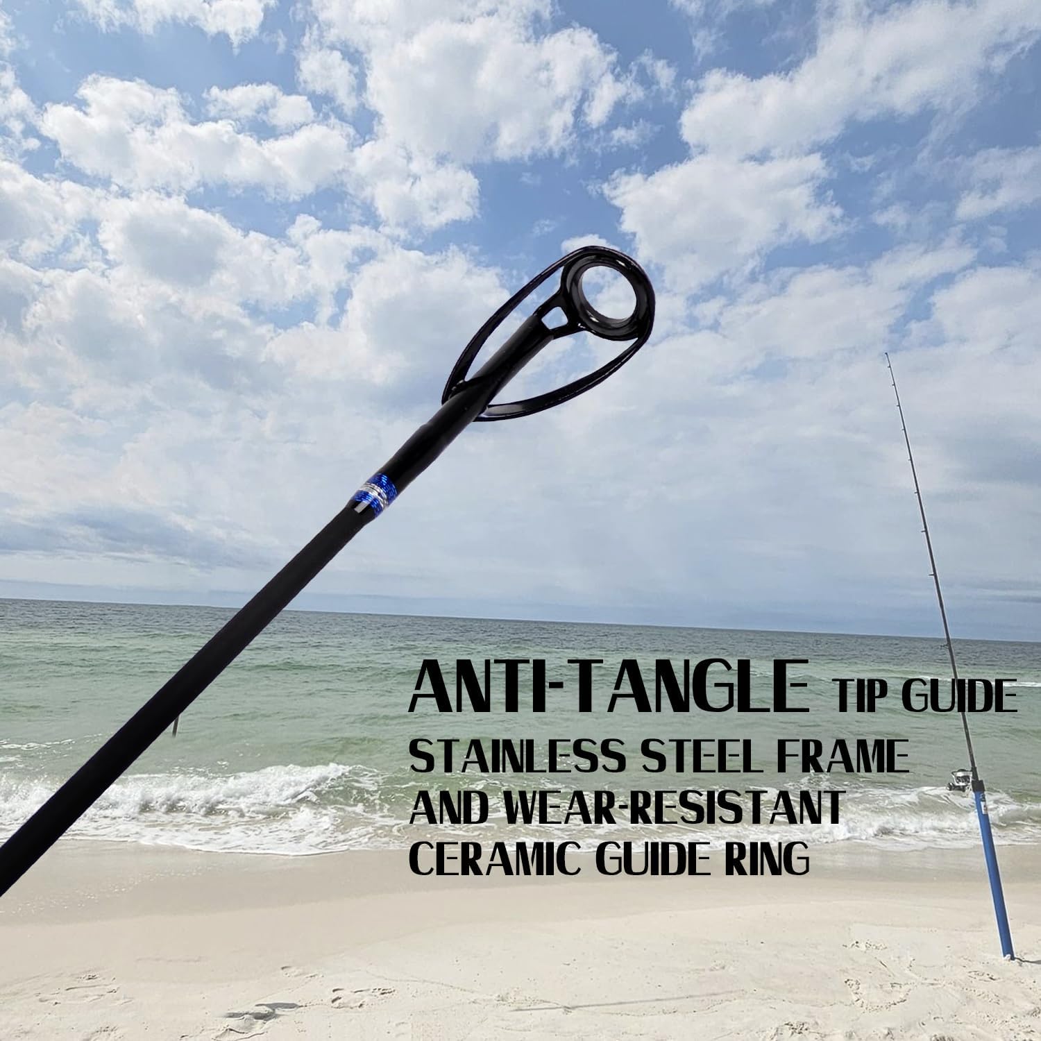 คันเบ็ดตกปลาแบบ Surf คันเบ็ดคาร์บอนแบบ Surf Spinning Rod พกพาสะดวกสำหรับตกปลาทะเลและชายหาด คันเบ็ดตกปลาแบบ Surf สีน้ำเงินพร้อมด้ามจับ SuperPolymer ขนาด 86/10'/12'/15'