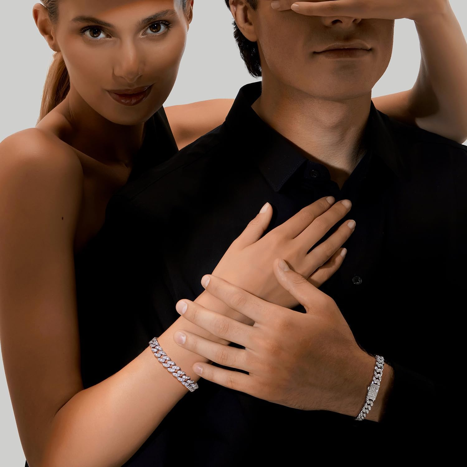 FANCIME 3-3.54 Carats Moissanite Bracelet,8MM Lab Created Moissanite Cuban Link Bracelet 925 Sterling Silver Cuban Bracelet D Color VVS1 Round Cut Bling Iced Out Miami Diamond Link Bracelet for Women Men · v4
