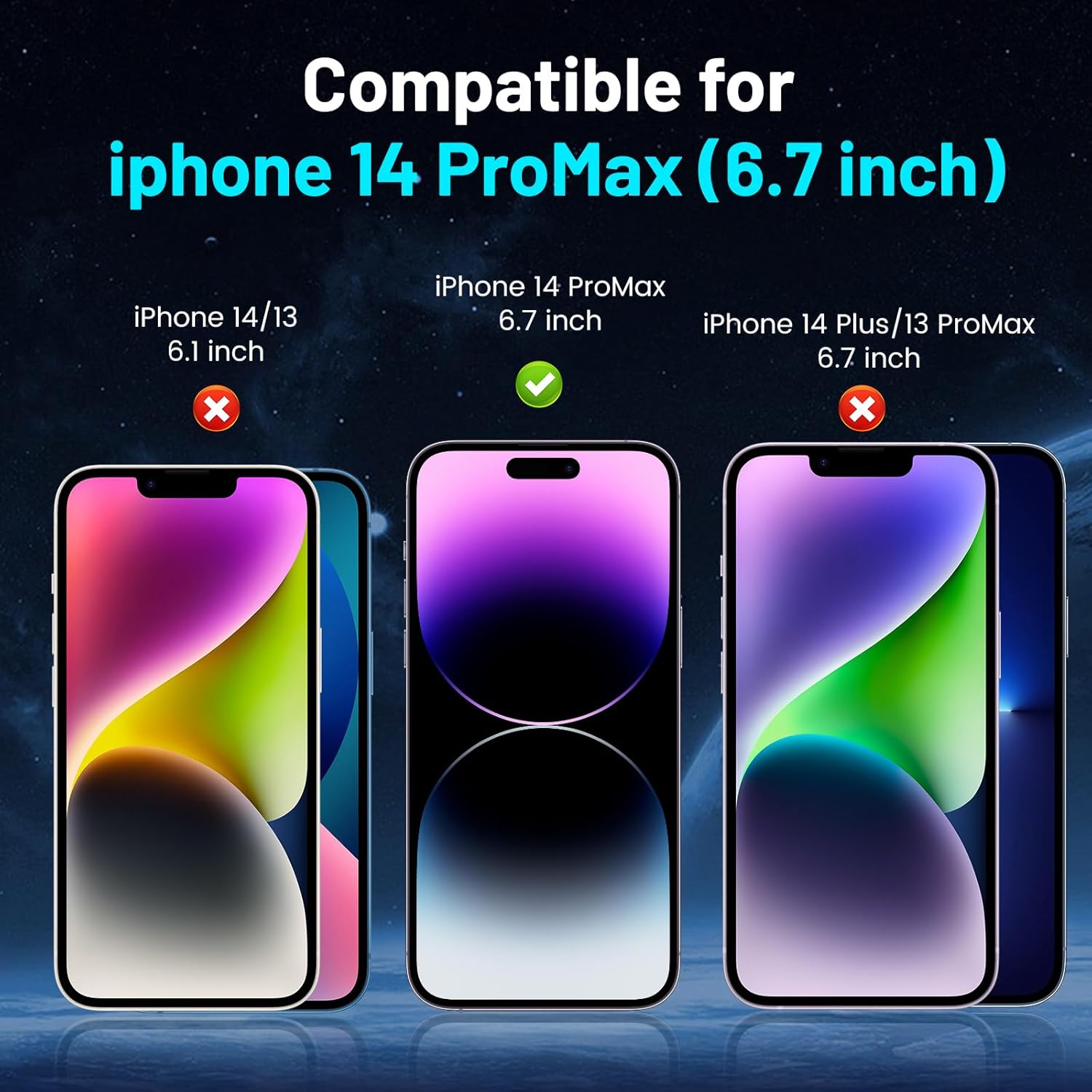 TQLGY 2 Pack dla iPhone 14 Pro Max ochraniacz ekranu, odporne na rozbicie szkło hartowane 9H klasy wojskowej, instalacja automatycznego usuwania kurzu, HD Clear, zapobiegająca zarysowaniom, przeciw odciskom palca, bez pęcherzyków