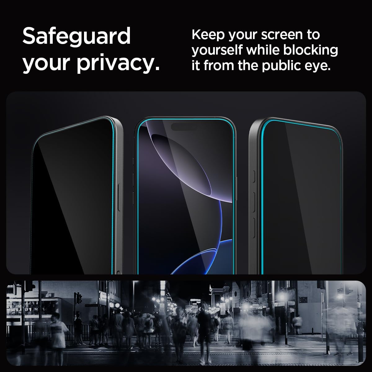 Pelindung Layar Kaca Tempered Spigen [GlasTR EZ FIT - Privasi] Dirancang untuk iPhone 16 Pro [Paket 2]