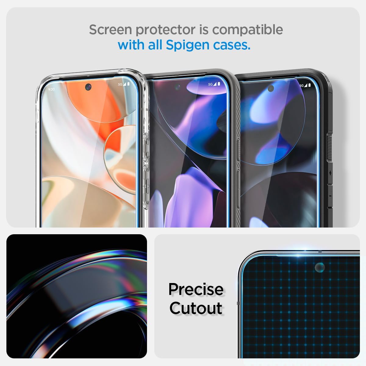 Spigen Tempered Glass Screen Protector [GlasTR EZ FIT] designed for Pixel 9 / Pixel 9 Pro [Case Friendly] - 2 Pack · v2