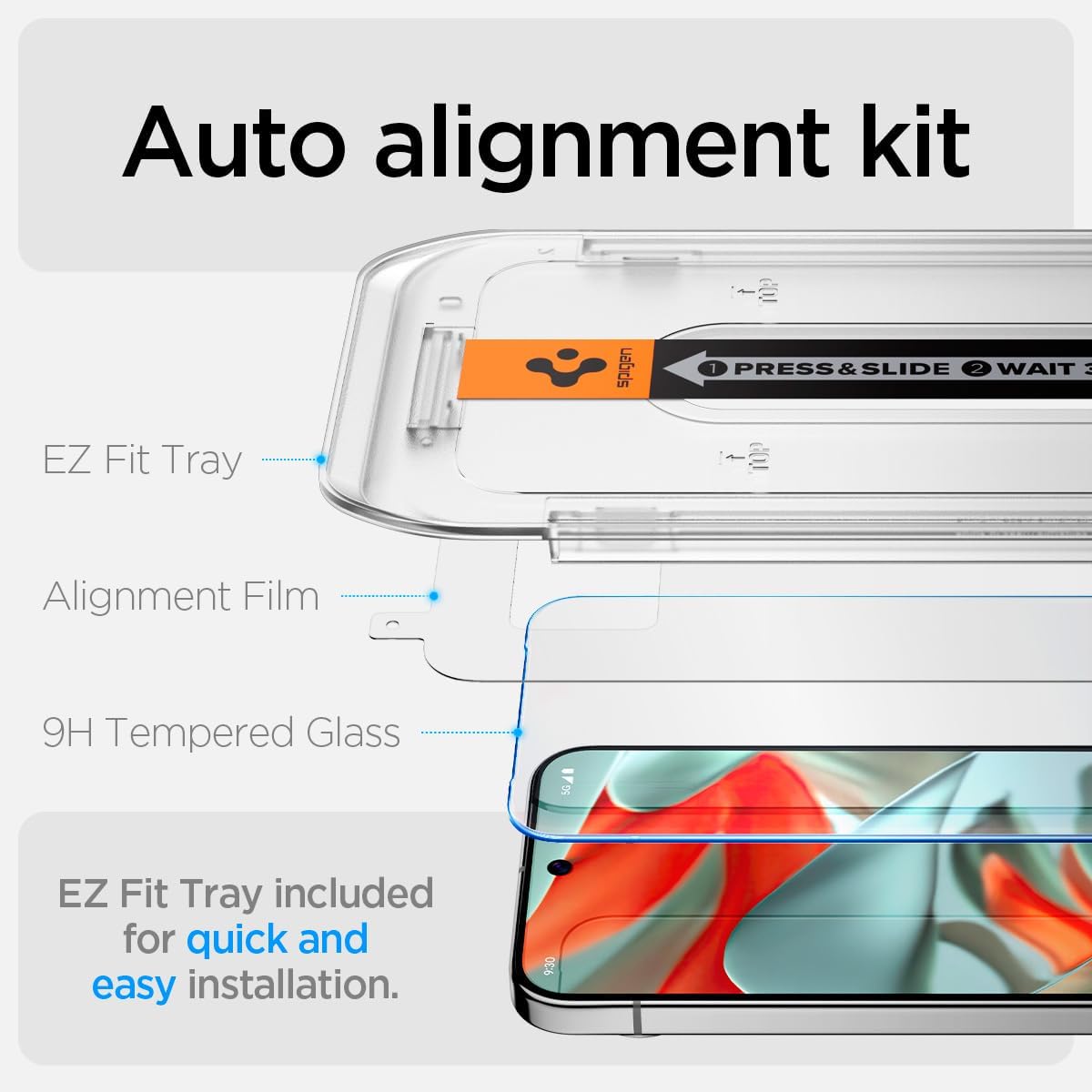 Spigen Displayschutz aus gehärtetem Glas [GlastR EZ FIT], entworfen für Pixel 9 Pro XL [hüllenfreundlich] — 2er-Pack