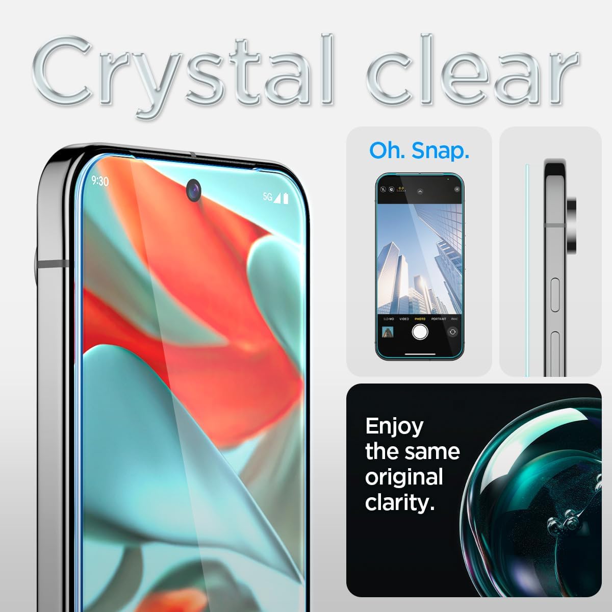 स्पिगेन टेम्पर्ड ग्लास स्क्रीन प्रोटेक्टर [GlasTR EZ FIT] Pixel 9 Pro XL के लिए डिज़ाइन किया गया [केस फ्रेंडली] - 2 पैक