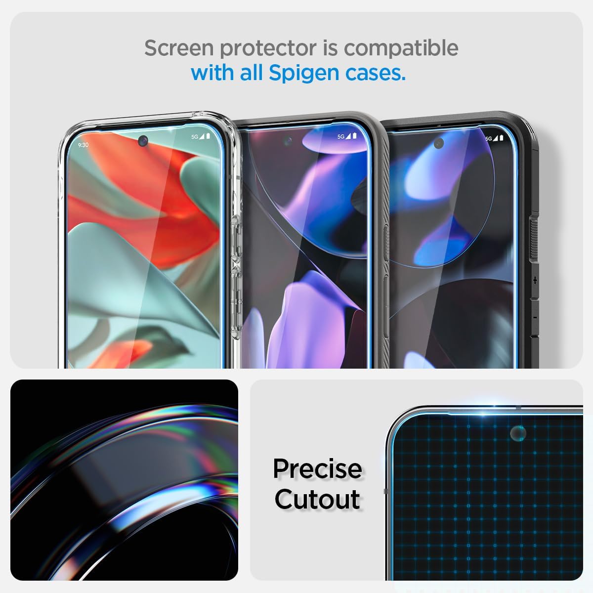 Spigen Displayschutz aus gehärtetem Glas [GlastR EZ FIT], entworfen für Pixel 9 Pro XL [hüllenfreundlich] — 2er-Pack
