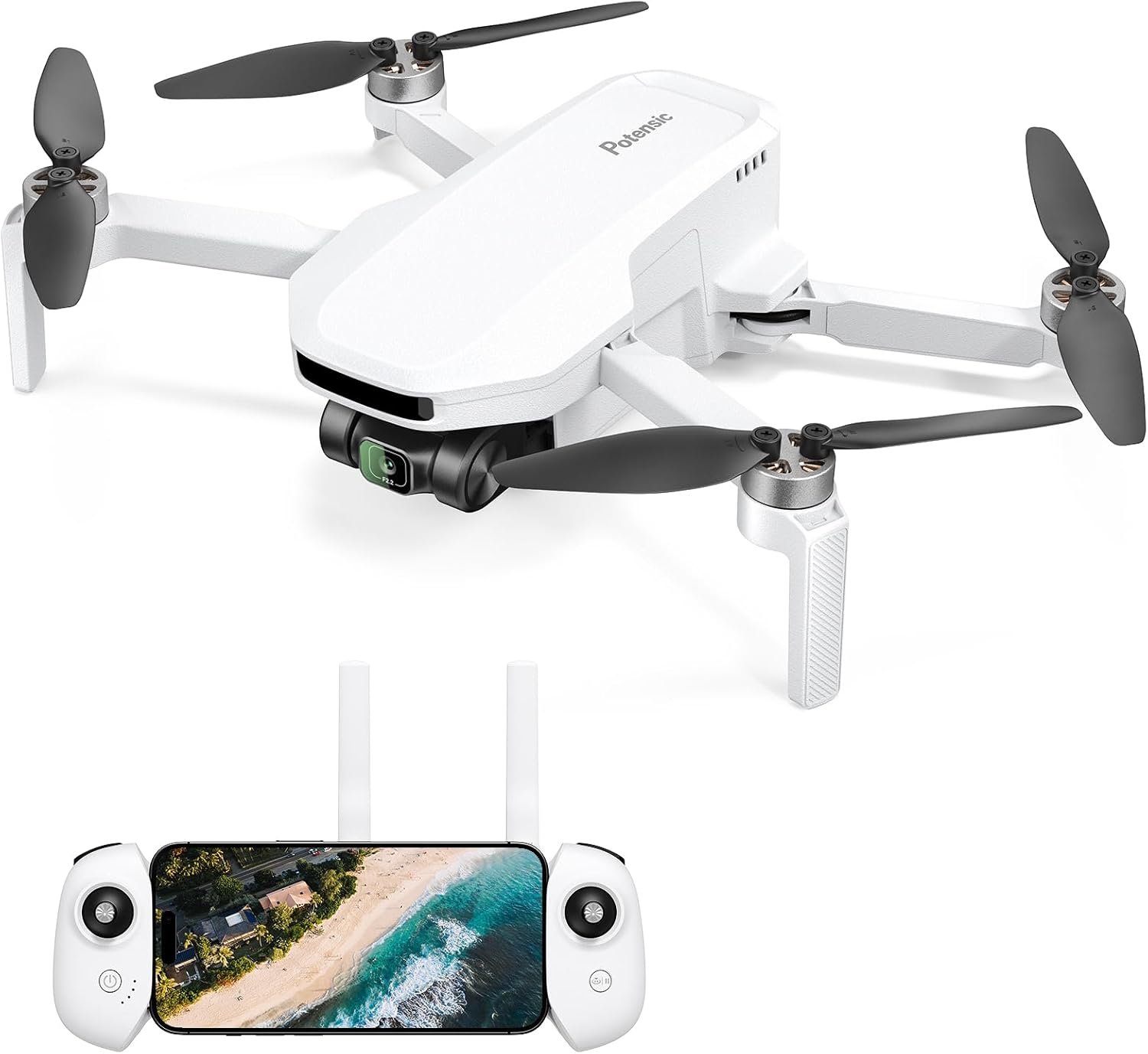 Potensic ATOM LT GPS Drone Under 249g, 40 Mins Long Flight, EIS 2.5K Camera, 4KM FPV Transmission, Brushless Motor, Precise Auto Return, SurgeFly, Entry Level Foldable Drone for Adults Beginner, White · v4