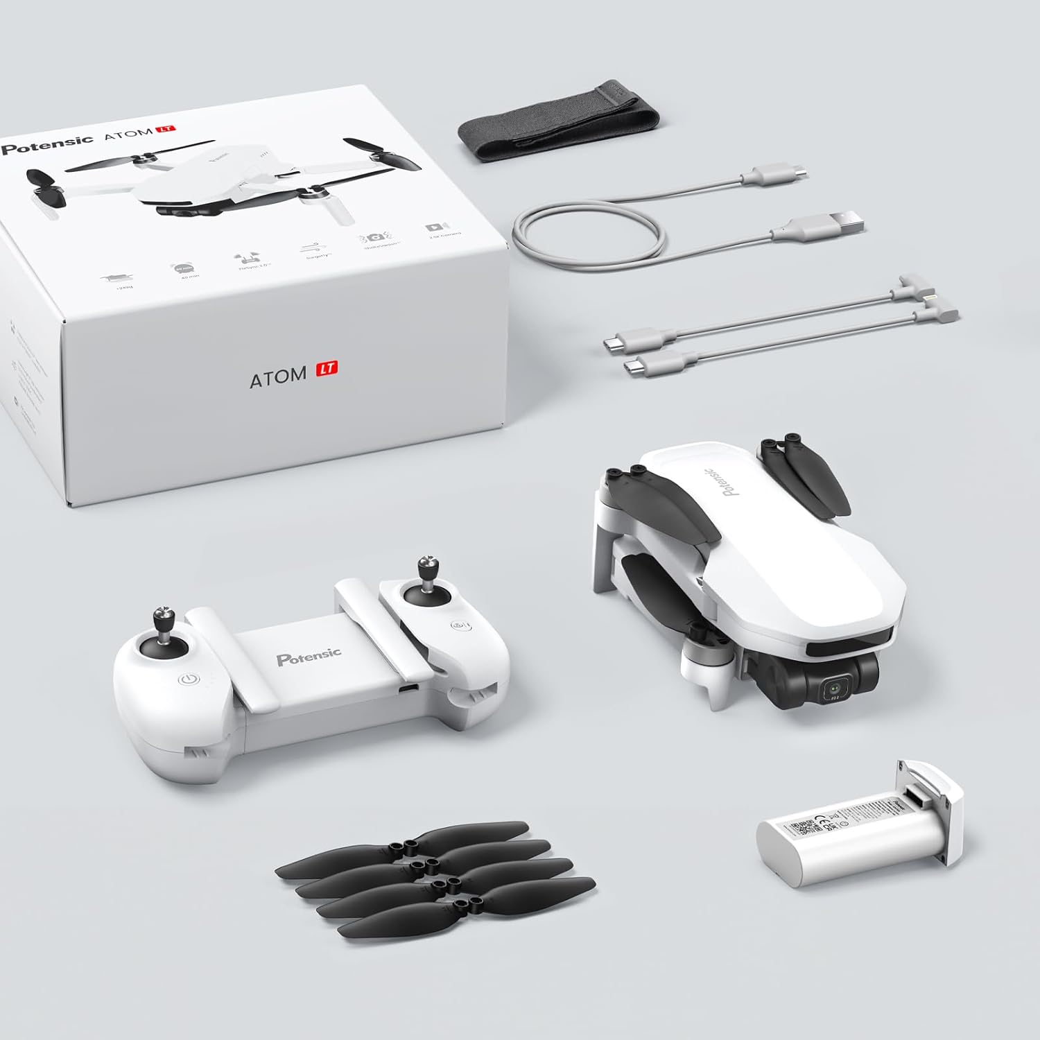 Potensic ATOM LT GPS Drone Under 249g, 40 Mins Long Flight, EIS 2.5K Camera, 4KM FPV Transmission, Brushless Motor, Precise Auto Return, SurgeFly, Entry Level Foldable Drone for Adults Beginner, White · v4
