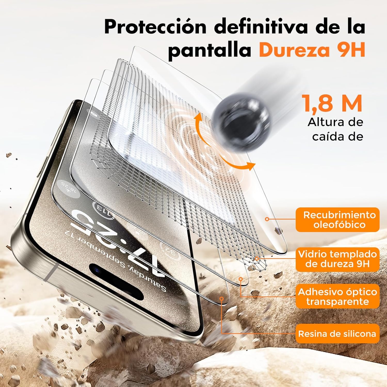 UNBREAKcable Tempered Glass Screen Protector for iPhone 15 Pro [Easy Installation Frame] [9H Hardness] [99.99% HD Clear][Bubble Free] for Apple 6.1” -2-Pack