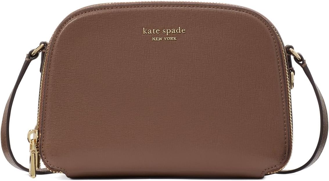 kate spade new york Womens Devin Saffiano Leather Double Zip Dome Crossbody · v2