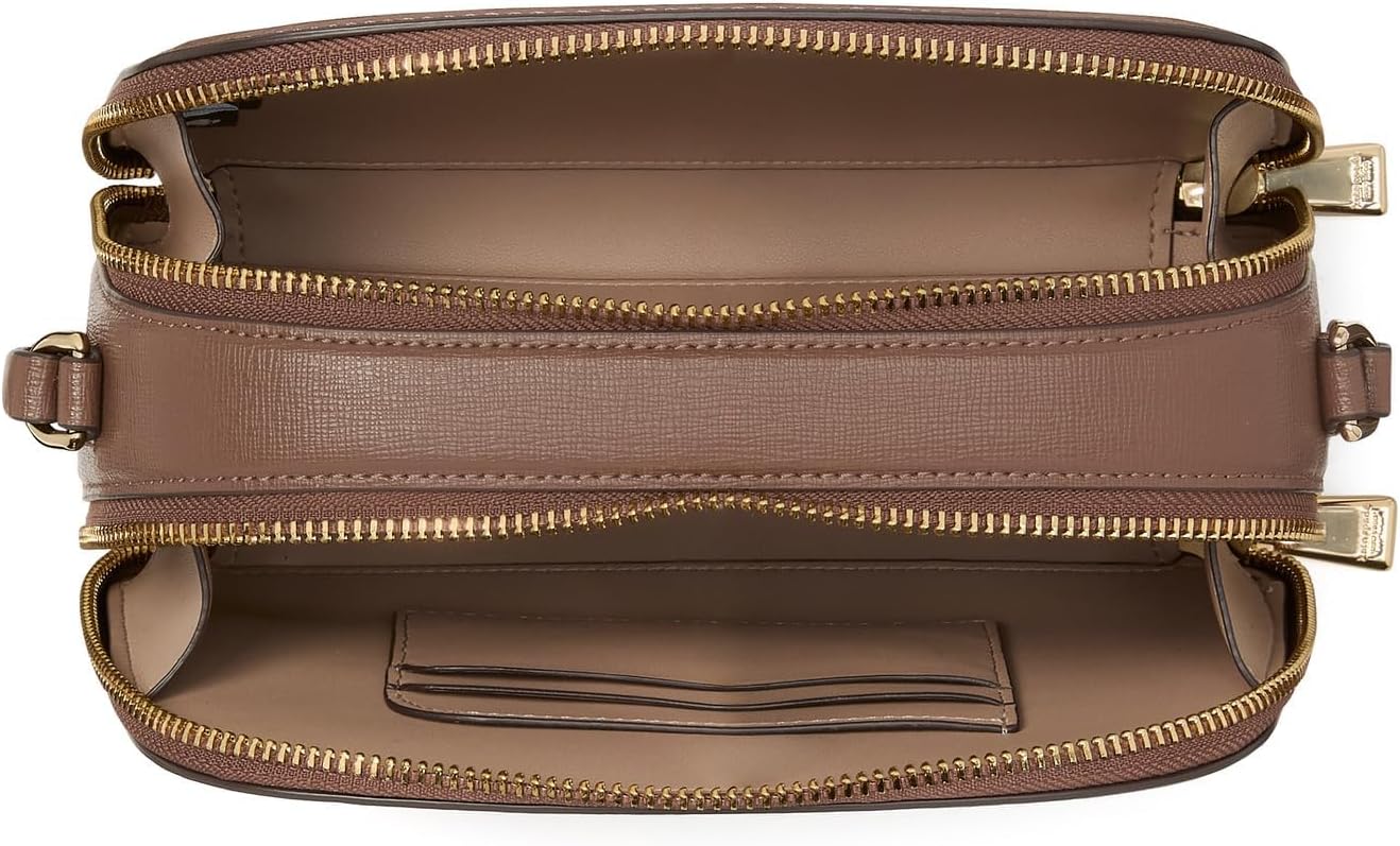 Kate Spade New York กระเป๋าสะพายข้างทรงโดมซิปคู่หนัง Saffiano สำหรับผู้หญิงจาก Devin