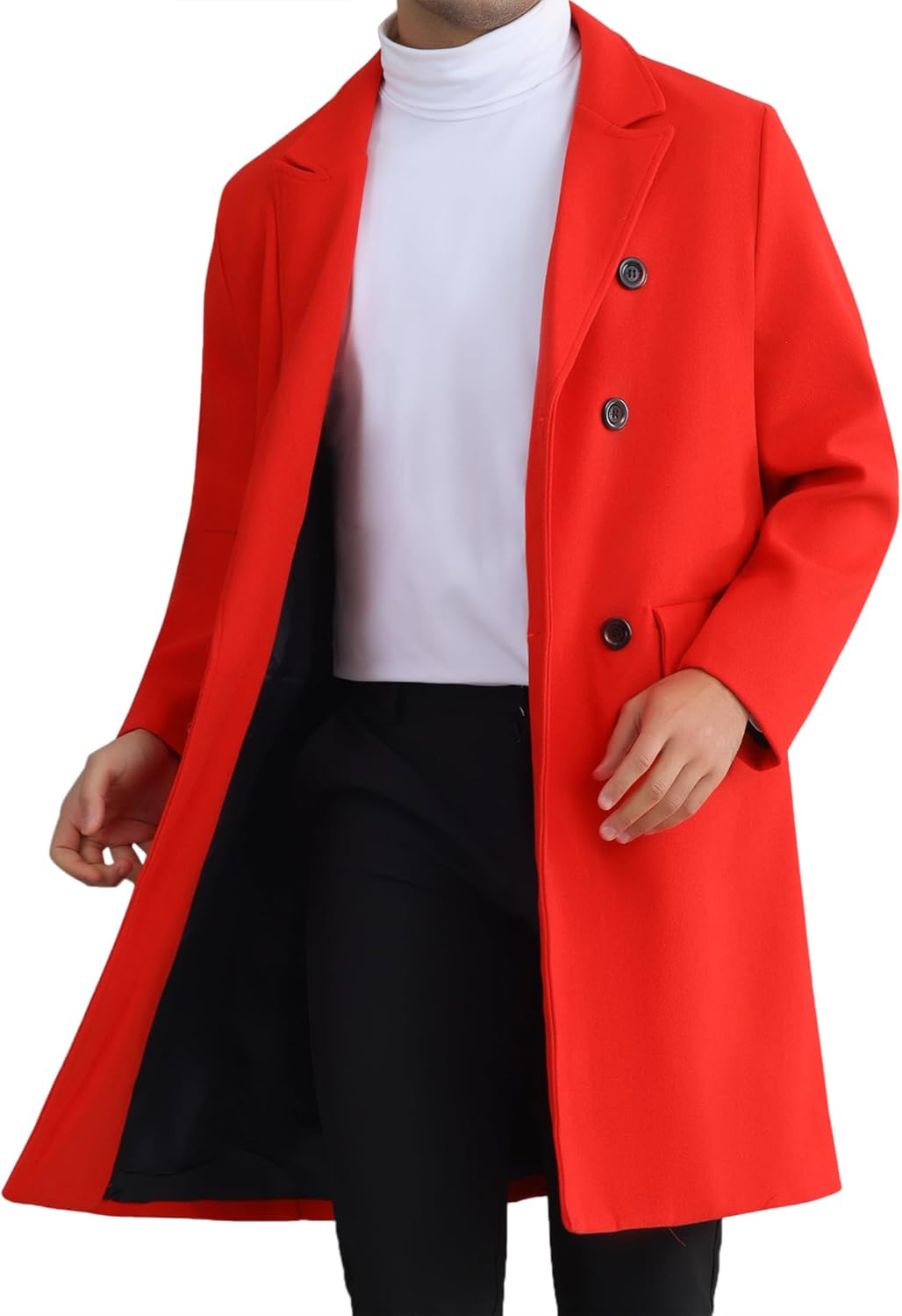Lars Amadeus Overcoat for Mens Double Breasted Notched Collar Warm Winter Business Long Trench Coat with Pockets · v3