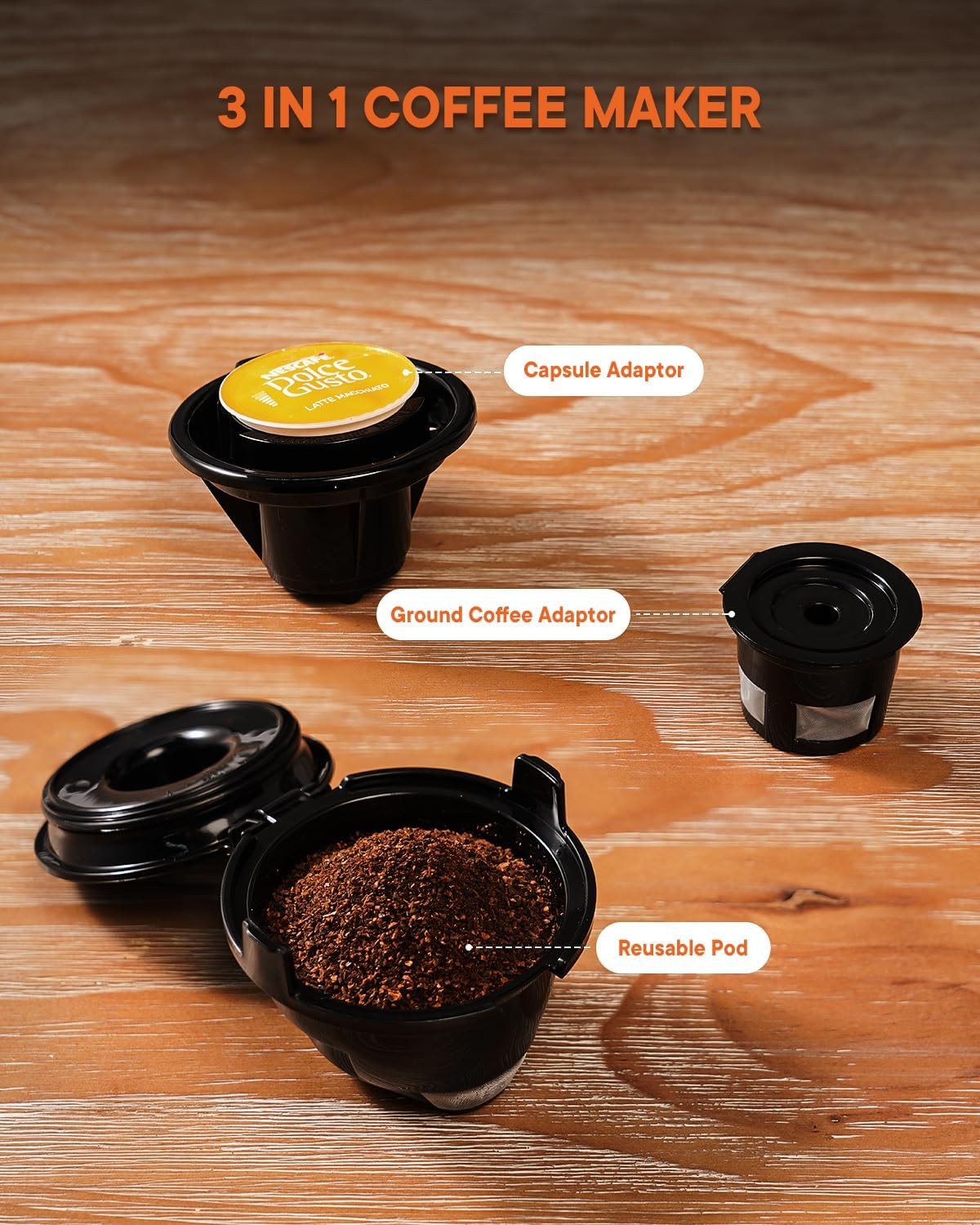 Single Serve Coffee Machine, 3 in 1 Pod Coffee Maker for K Cup Pods  Ground Coffee amp; Teas, 6 to 14oz Brew Sizes, with 40oz Removable Water Reservoir, Descale Settings, Red · v2