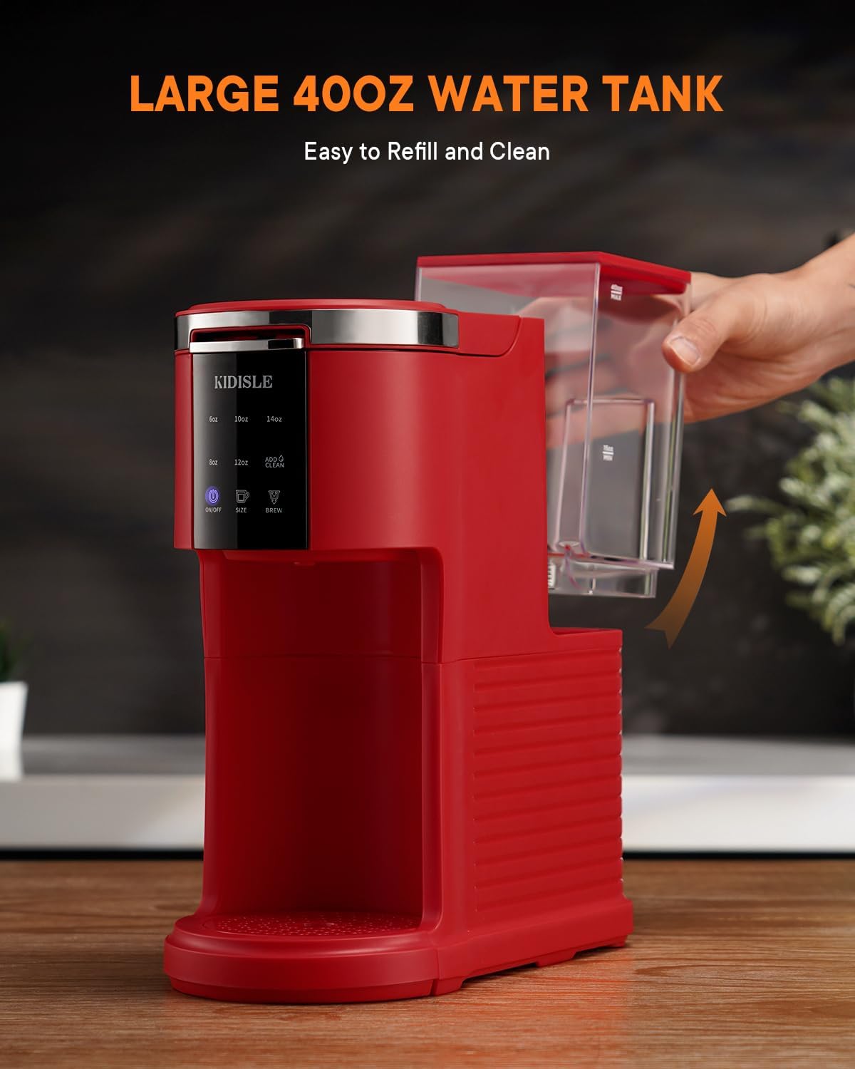 Single Serve Coffee Machine, 3 in 1 Pod Coffee Maker for K Cup Pods  Ground Coffee amp; Teas, 6 to 14oz Brew Sizes, with 40oz Removable Water Reservoir, Descale Settings, Red · v2