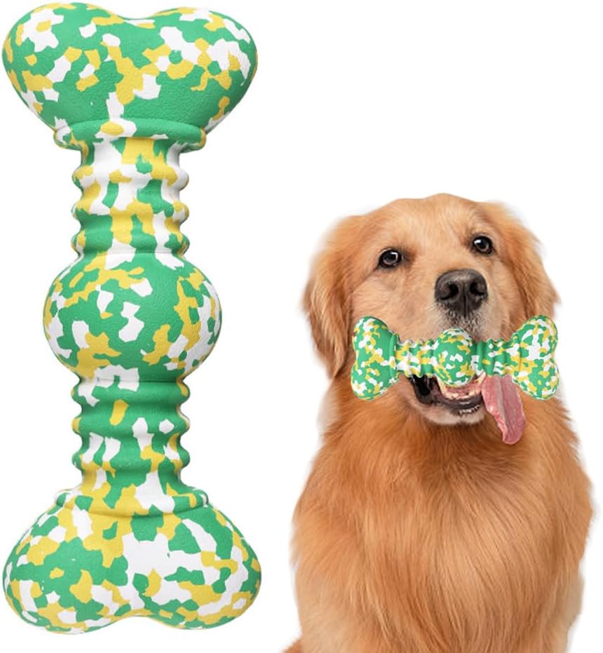 Jouets à mâcher indestructibles pour chiens agressifs, en fibre de bambou de qualité alimentaire, jouets à mâcher dégradables pour chiots, pour chiens de taille moyenne à grande, verts L