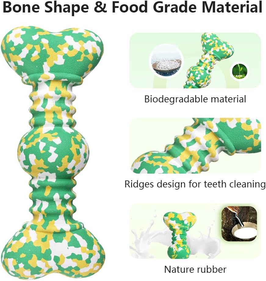 Jouets à mâcher indestructibles pour chiens agressifs, en fibre de bambou de qualité alimentaire, jouets à mâcher dégradables pour chiots, pour chiens de taille moyenne à grande, verts L