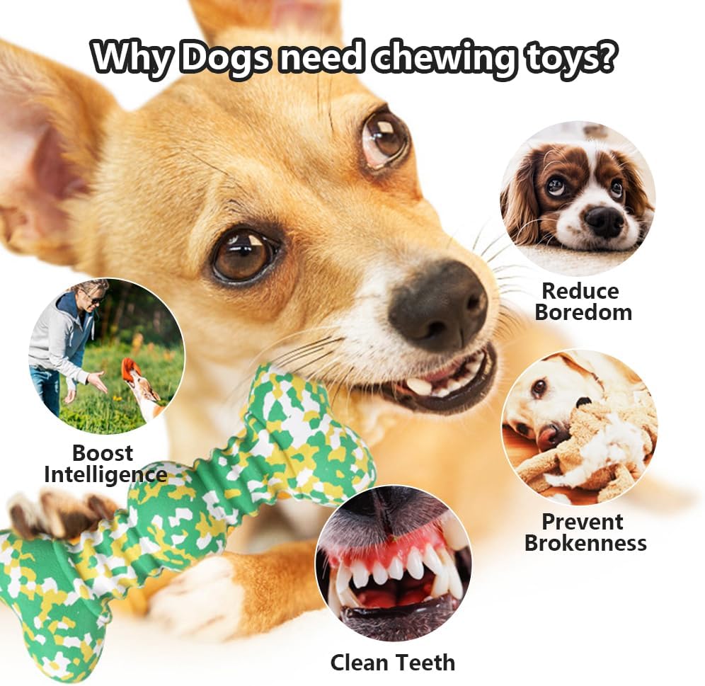 Jouets à mâcher indestructibles pour chiens agressifs, en fibre de bambou de qualité alimentaire, jouets à mâcher dégradables pour chiots, pour chiens de taille moyenne à grande, verts L