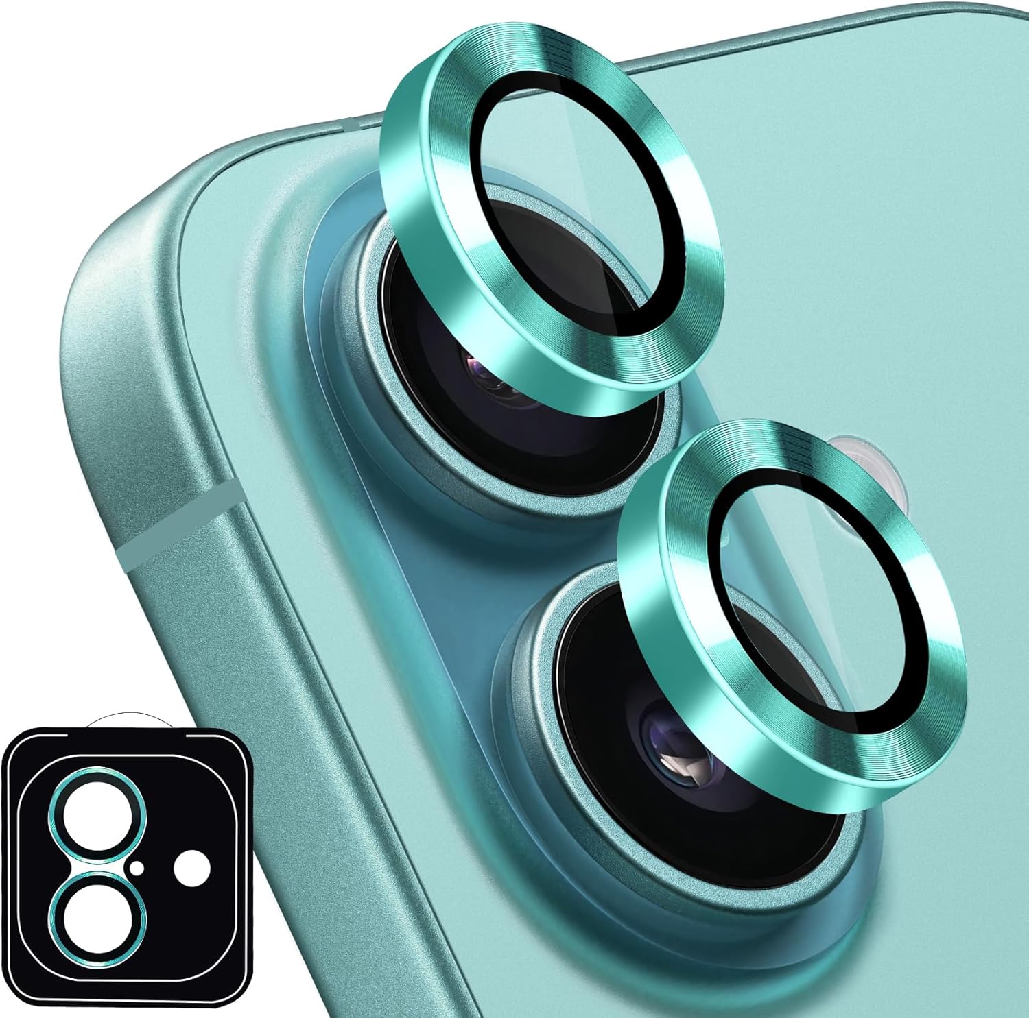 Designed for iPhone 16 and 16 Plus Camera Lens Protector, Metal Lens Cover 9H Tempered Glass Camera Cover Anti Scratch Shockproof Screen Protector · v2