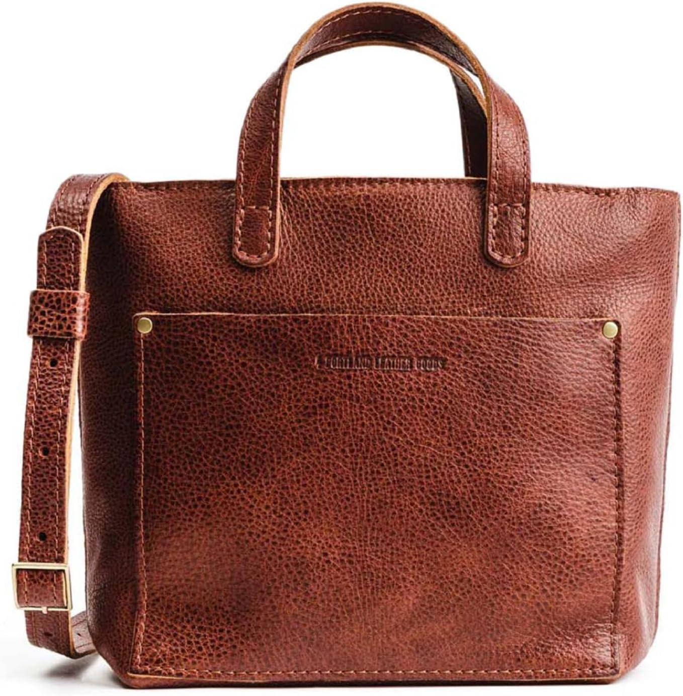 Mini borsa a tracolla Portland Leather Goods da donna con cerniera — fatta a mano, resistente, sfoderata — tasca esterna