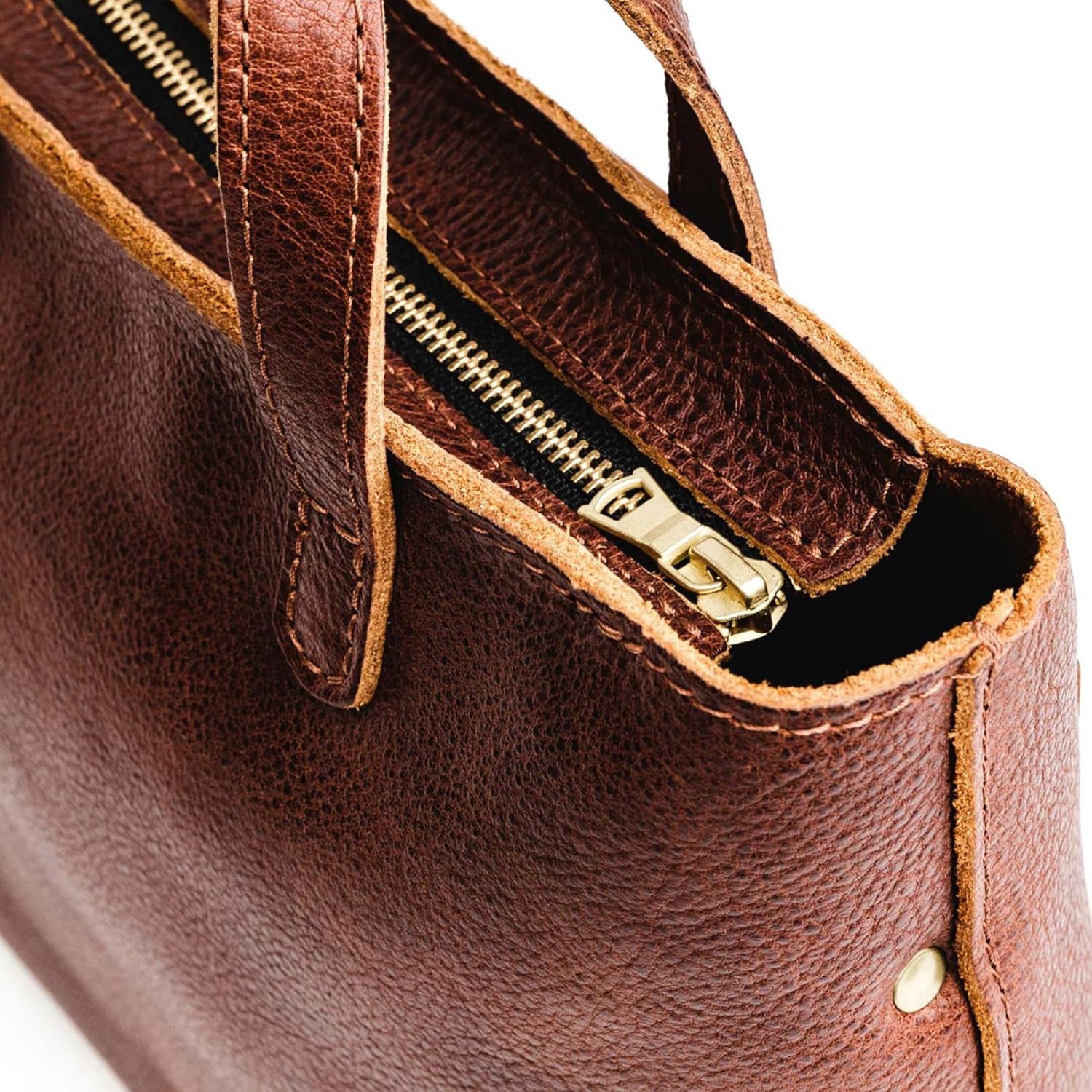 Mini borsa a tracolla Portland Leather Goods da donna con cerniera — fatta a mano, resistente, sfoderata — tasca esterna