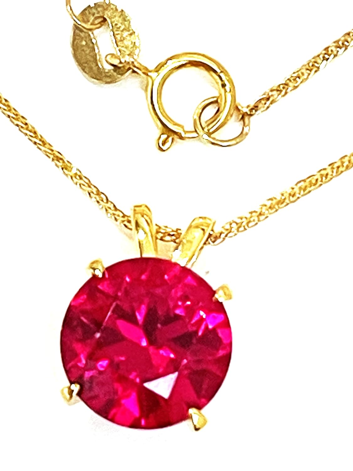 Certified  NATURAL Ruby Necklace Pendant SOLID 18k Yellow Gold AU750 2ct Ruby Pendant Designer Jewelry 8mm Round AAA Grade July Birthday Gift for Her Ruby Anniversary 40th Birthday Christmas HANDMADE · v2