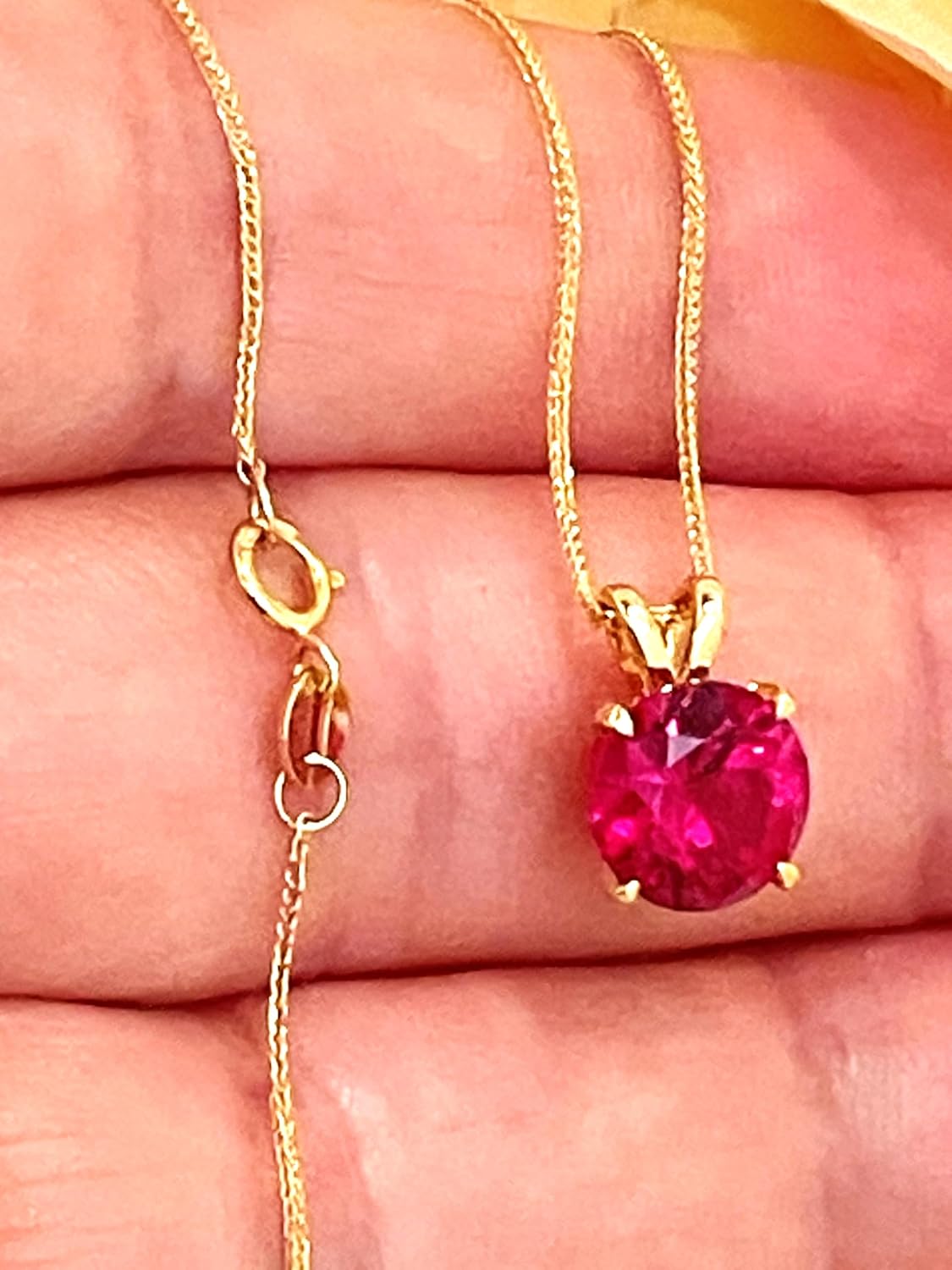 Certified  NATURAL Ruby Necklace Pendant SOLID 18k Yellow Gold AU750 2ct Ruby Pendant Designer Jewelry 8mm Round AAA Grade July Birthday Gift for Her Ruby Anniversary 40th Birthday Christmas HANDMADE · v2