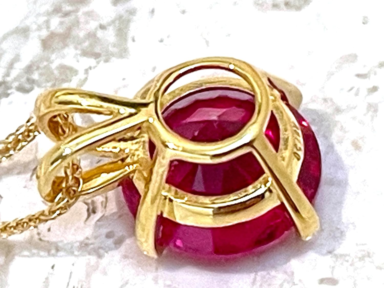 Certified  NATURAL Ruby Necklace Pendant SOLID 18k Yellow Gold AU750 2ct Ruby Pendant Designer Jewelry 8mm Round AAA Grade July Birthday Gift for Her Ruby Anniversary 40th Birthday Christmas HANDMADE · v2