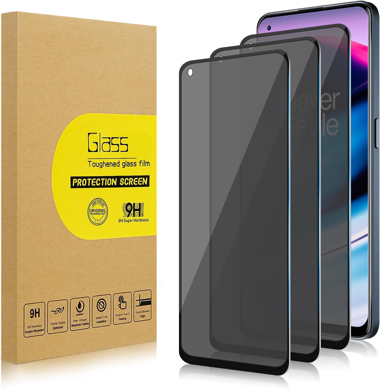 3 Pack Privacy Screen Protector for OnePlus Nord N20 5G [Anti-Spy Tempered Glass], Ultra HD, Anti-Scratch, Bubble-Free, Easy Install 9H Protective Glass for 1  Nord N20 5G
