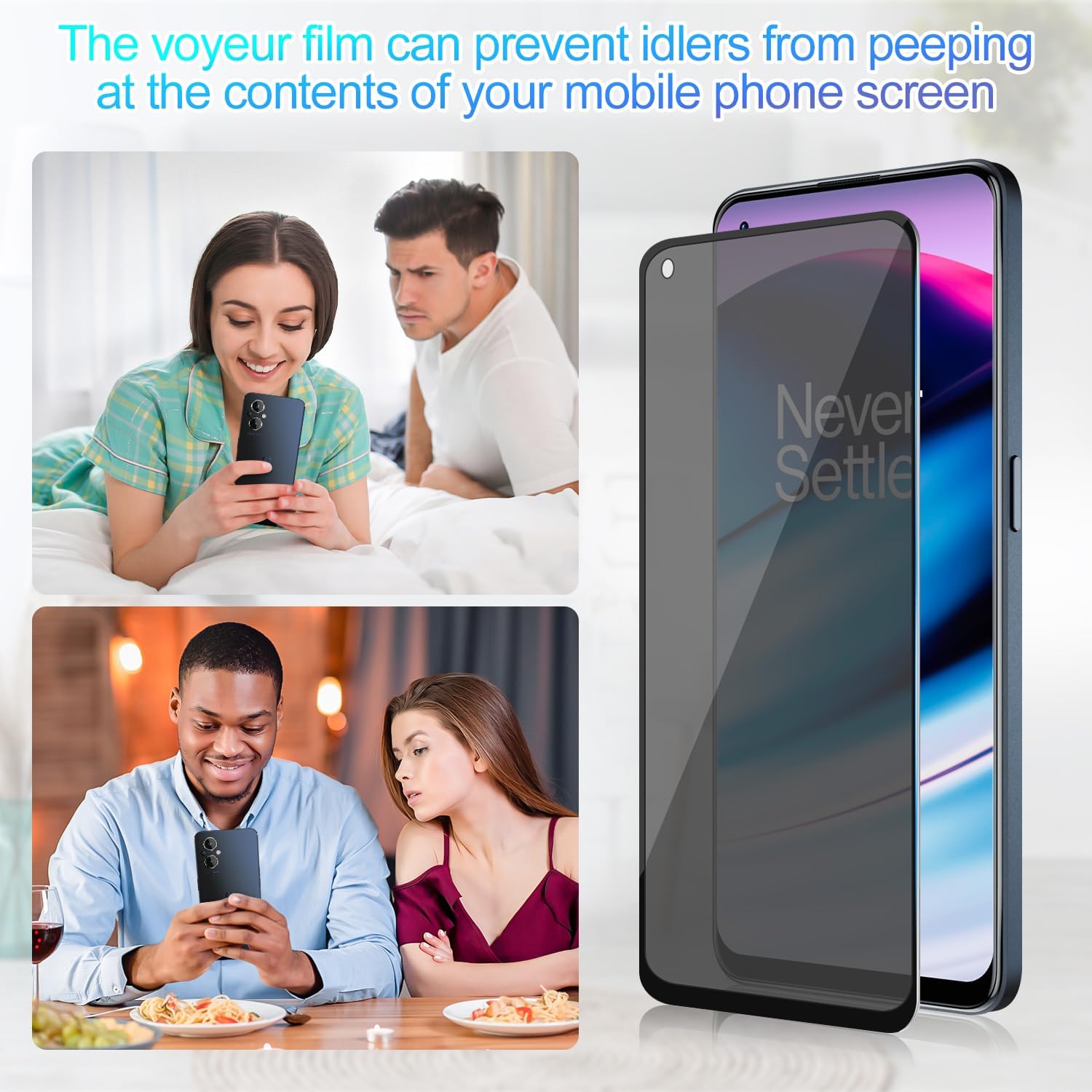 3 Pack Privacy Screen Protector for OnePlus Nord N20 5G [Anti-Spy Tempered Glass], Ultra HD, Anti-Scratch, Bubble-Free, Easy Install 9H Protective Glass for 1  Nord N20 5G