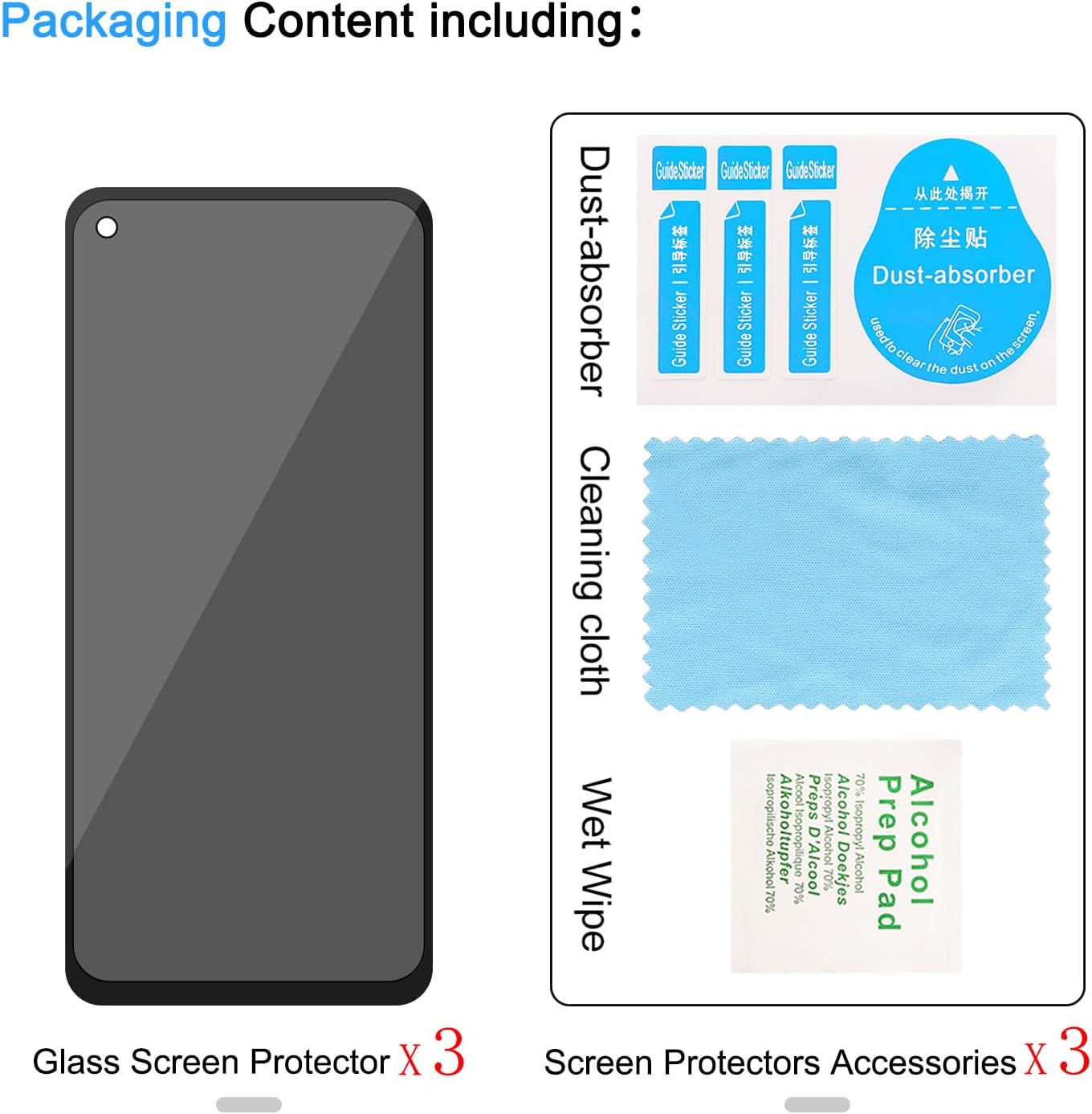 3 Pack Privacy Screen Protector for OnePlus Nord N20 5G [Anti-Spy Tempered Glass], Ultra HD, Anti-Scratch, Bubble-Free, Easy Install 9H Protective Glass for 1  Nord N20 5G
