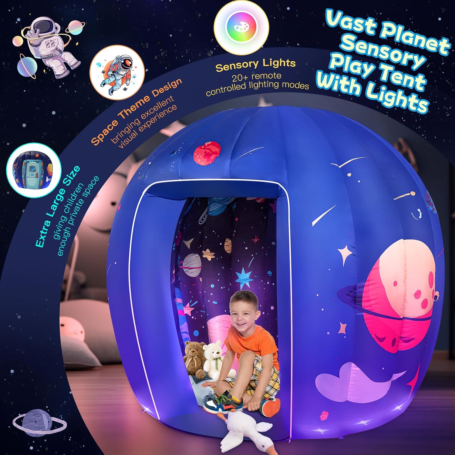 Subao Sensory Toys for Kids with Autism,70 Vast Planet Sensory Tent with Light,Autism Sensory Products,Light Up ADHD Autism Toys,Toddler Kids Play Tent Indoor,Xmas Birthday Gifts for Autism Children · v3