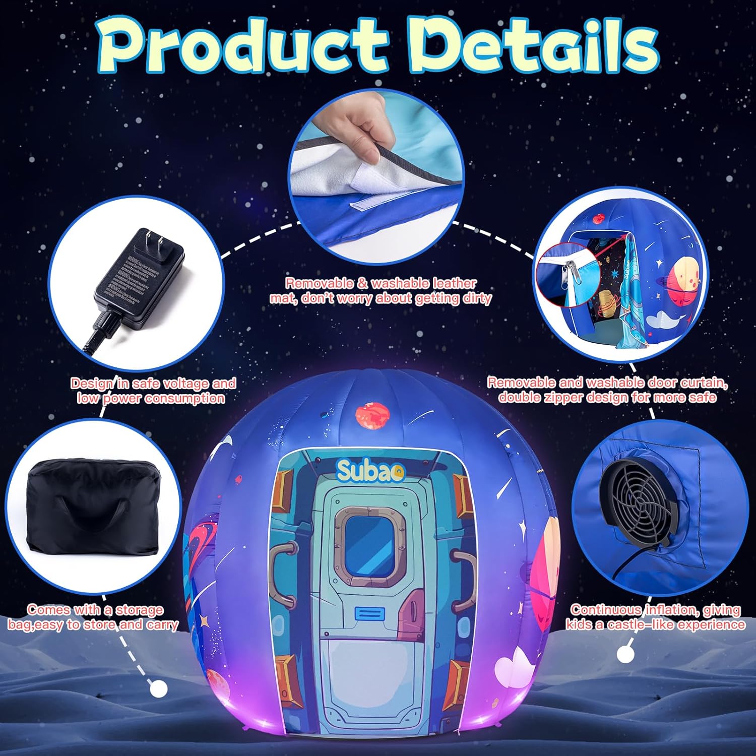 Subao Sensory Toys for Kids with Autism,70 Vast Planet Sensory Tent with Light,Autism Sensory Products,Light Up ADHD Autism Toys,Toddler Kids Play Tent Indoor,Xmas Birthday Gifts for Autism Children · v3