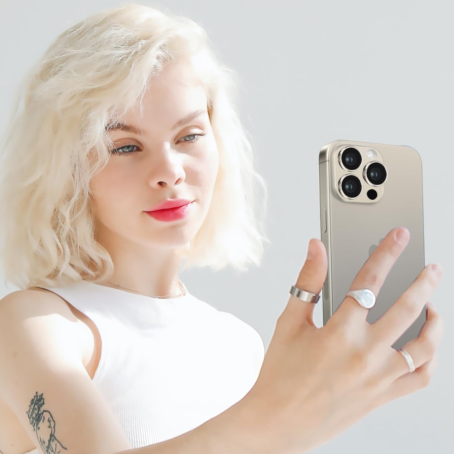 واقي عدسة الكاميرا متوافق مع iPhone 16 Pro و16 Pro Max، واقي شاشة معدني مقاوم للخدش ومضاد للصدمات وواقي عدسة الكاميرا بالكامل، رمادي تيتانيوم