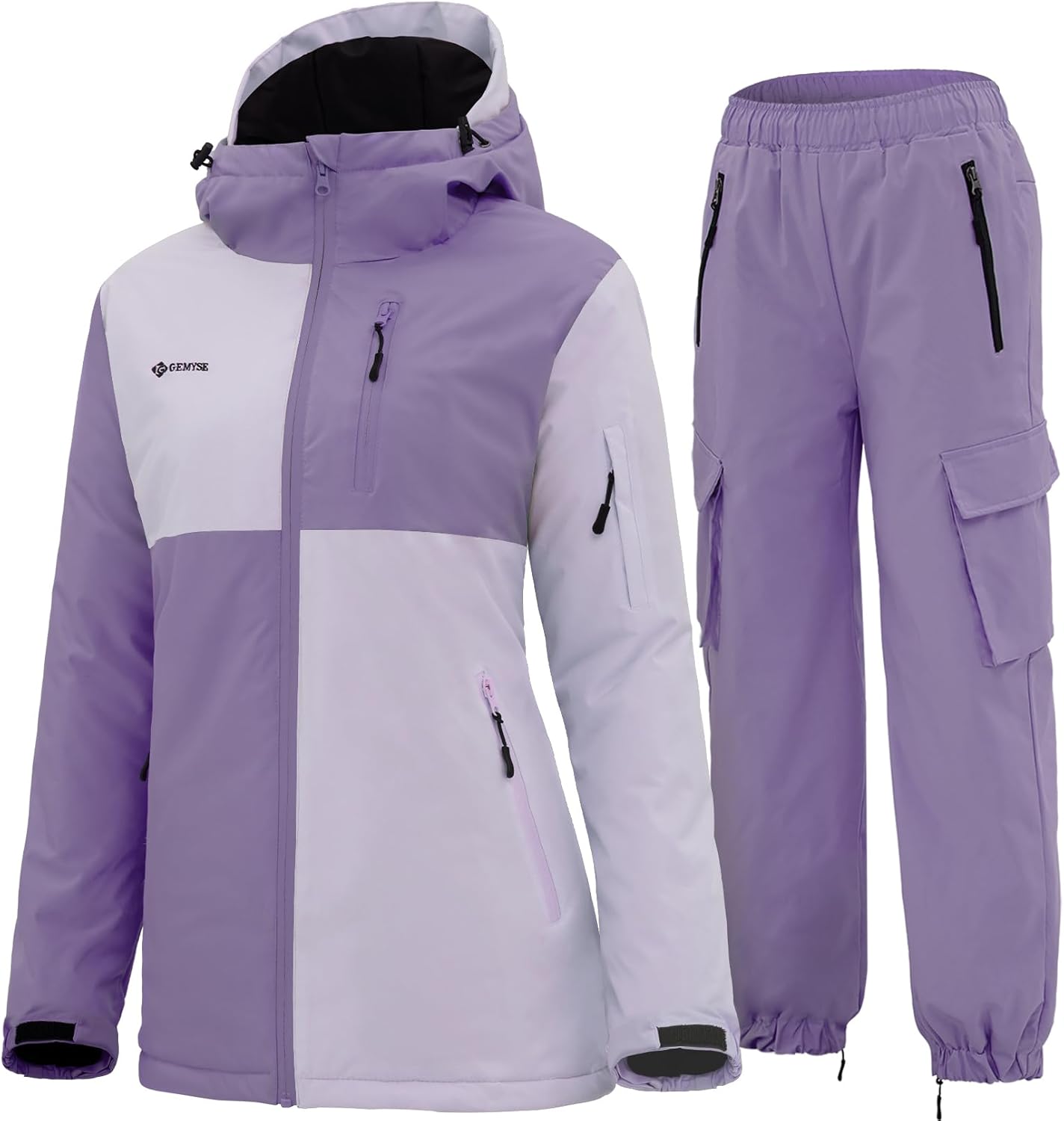GEMYSE Womens Ski Snow Jackets and Pants Set Windproof Waterproof Snowsuit Warm Winter Snowboarding Insulated Coat
