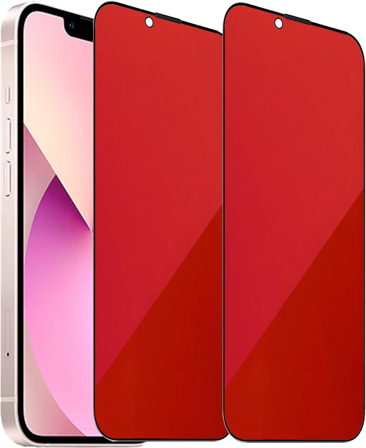 Lot de 2 films de protection d'écran anti-espions en verre trempé anti-bleu pour iPhone 13 Pro/iPhone 13/ iPhone 14, dégradé de couleurs, 6,1 pouces