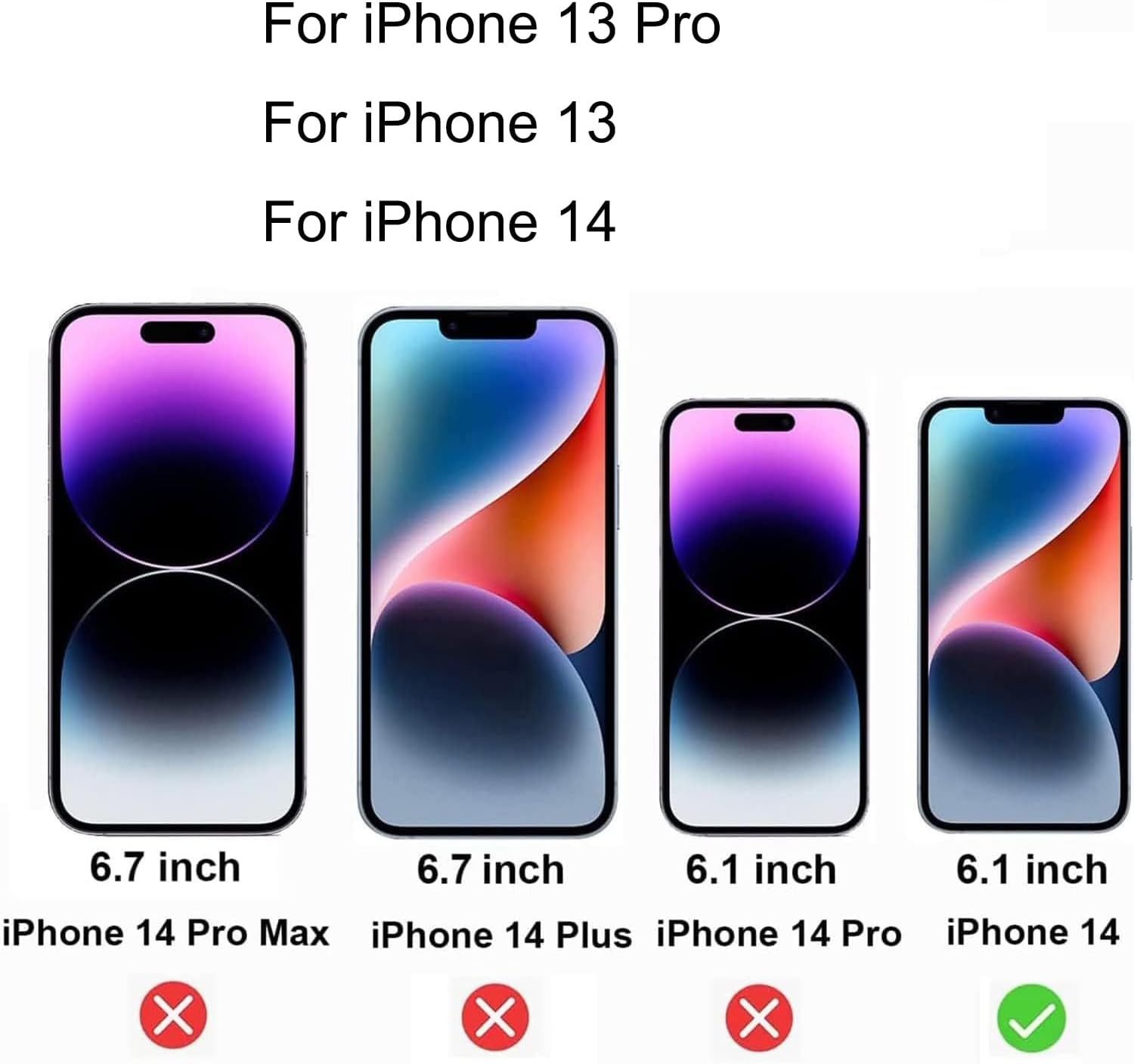 Lot de 2 films de protection d'écran anti-espions en verre trempé anti-bleu pour iPhone 13 Pro/iPhone 13/ iPhone 14, dégradé de couleurs, 6,1 pouces