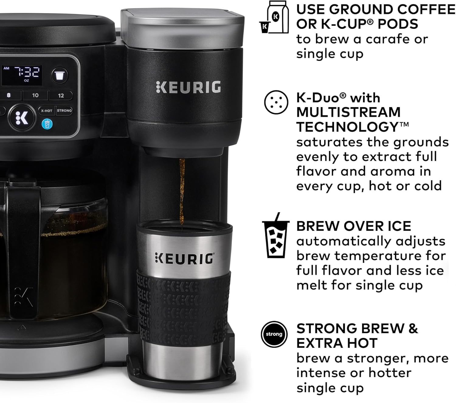 Keurig K-Duo Hot  Iced Single Serve amp; Carafe Coffee Maker, MultiStream Technology, 72oz Reservoir (Gen 2) · v2