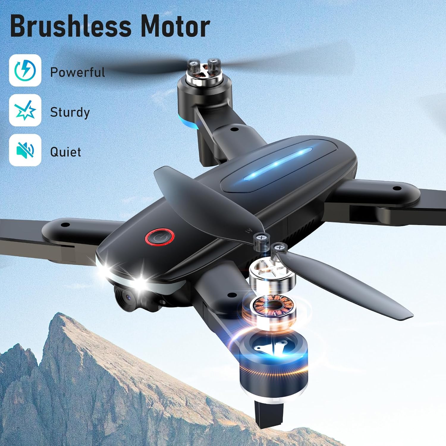 Drone with Camera, Mini Drone for Kids with 1080P HD FPV Camera, Brushless Motor, One Key Take Off/Land, Optical Flow Positioning, 360°Flip, Waypoint Fly, Gestures Selfie, 3 Speeds, 2 Batteries, Toys for Beginners · v4