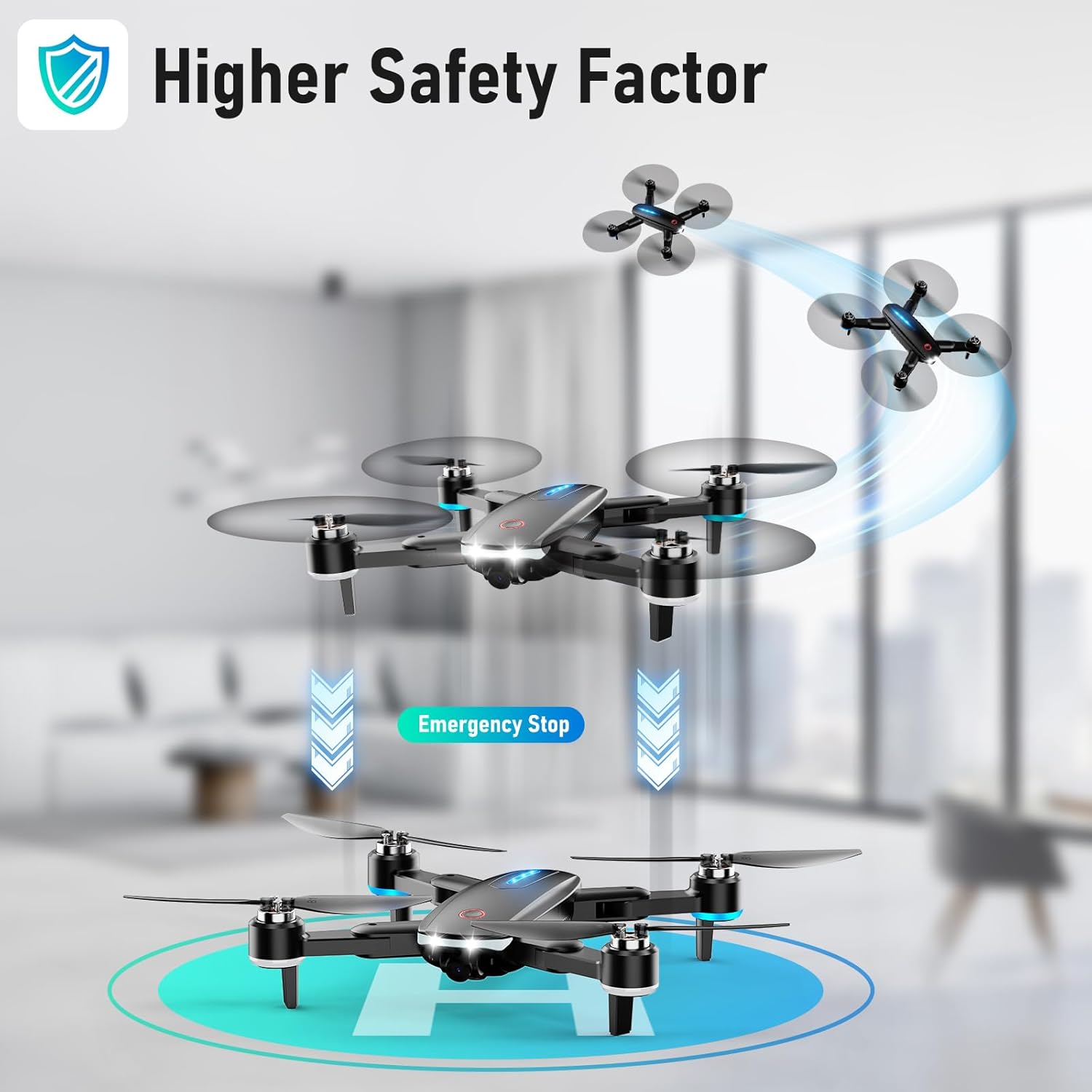 Drone with Camera, Mini Drone for Kids with 1080P HD FPV Camera, Brushless Motor, One Key Take Off/Land, Optical Flow Positioning, 360°Flip, Waypoint Fly, Gestures Selfie, 3 Speeds, 2 Batteries, Toys for Beginners · v4
