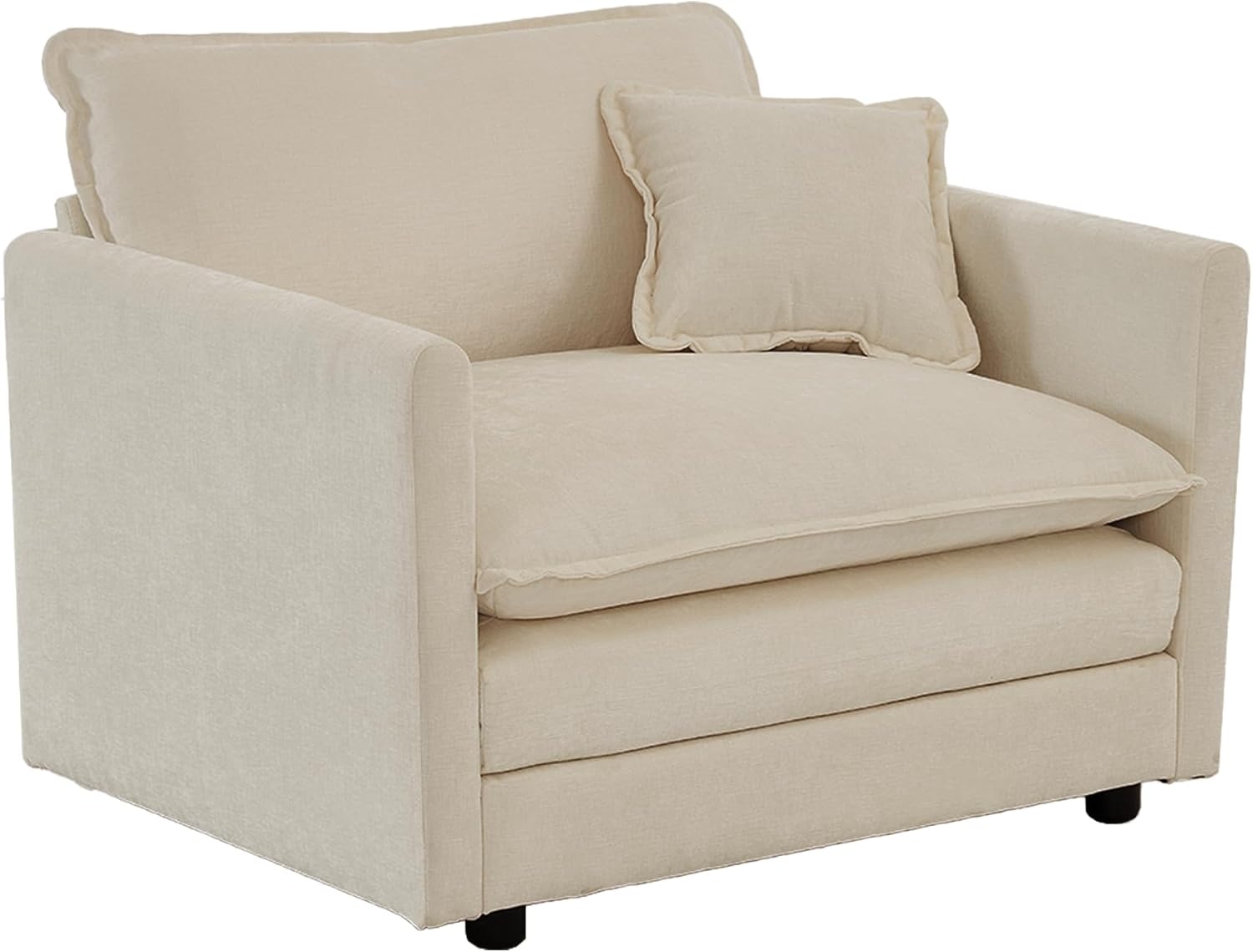 Eafurn Comfy Chenille Upholstered Accent Chair with Movable Ottoman,Oversized Single Sofa Couch Deep Seat Lounge Armchair for Living Room Bedroom Office Apartment, Coffee 57.4 · v2