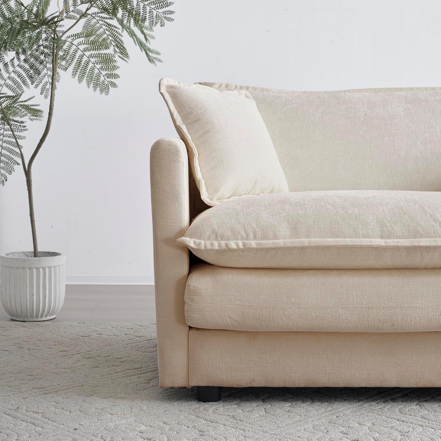 Eafurn Comfy Chenille Upholstered Accent Chair with Movable Ottoman,Oversized Single Sofa Couch Deep Seat Lounge Armchair for Living Room Bedroom Office Apartment, Coffee 57.4 · v2