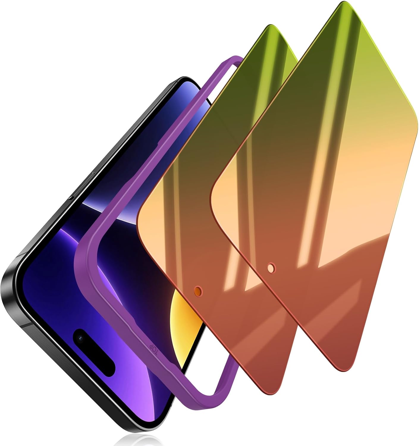 (2 Pack) Privacy Screen Protector Compatible for iPhone 16 Pro Max Tempered Glass - Red to Green Gradient/Shatterproof/Anti-Scratch/Mirror Finish/Blue Light Blocking/Touch-Sensitive/Bubble-Free