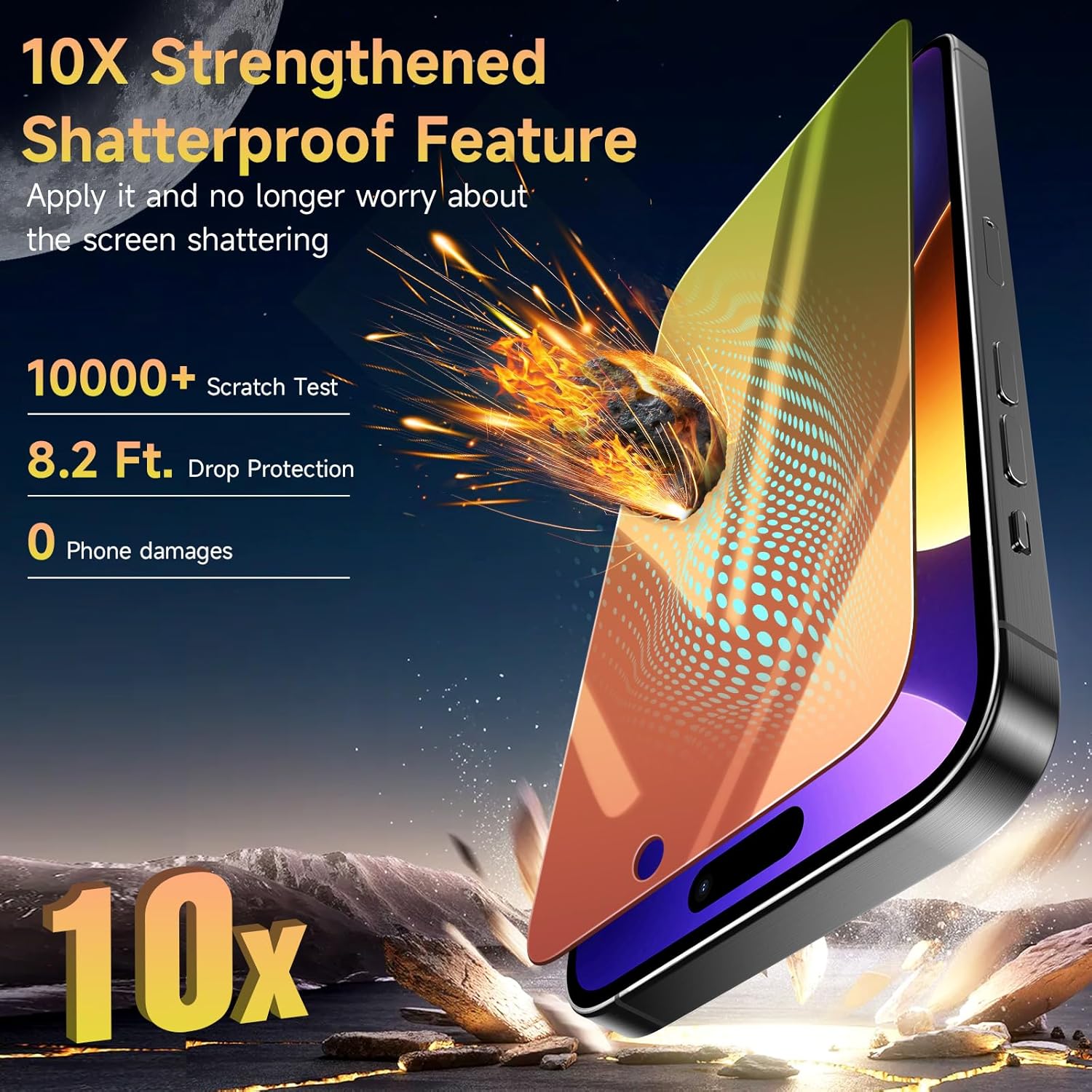 (2 عبوة) واقي شاشة الخصوصية متوافق مع iPhone 16 Pro Max من الزجاج المقوى - متدرج من الأحمر إلى الأخضر / مقاوم للكسر / مضاد للخدش / لمسة نهائية عاكسة / مانع للضوء الأزرق / حساس للمس / خالٍ من الفقاعات