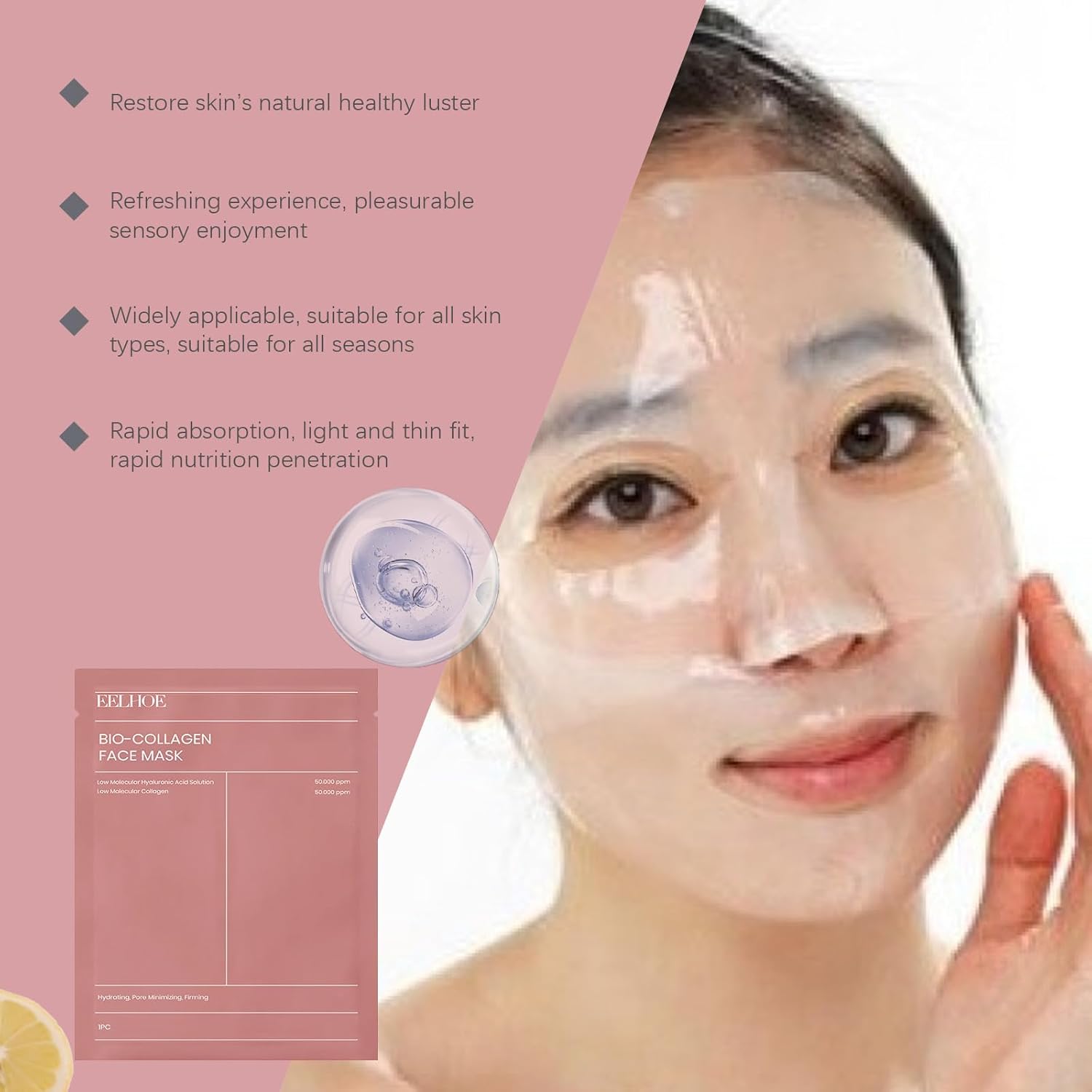 Deep Collagen Lifting Mask,Anti Wrinkle Firming Face Mask,Skinqueen Korean Bio-Collagen Real Films Overnight Facial Hydrogel Masks · v3