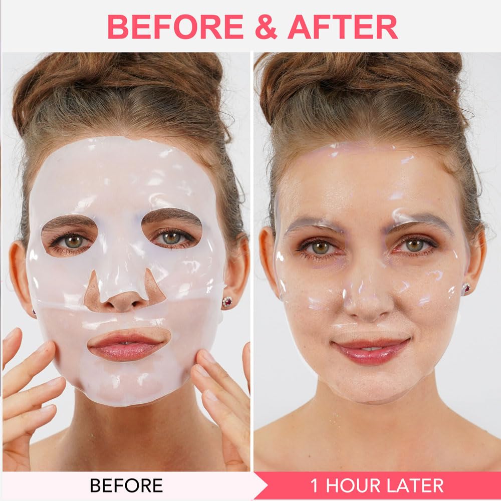 Deep Collagen Lifting Mask,Anti Wrinkle Firming Face Mask,Skinqueen Korean Bio-Collagen Real Films Overnight Facial Hydrogel Masks · v3