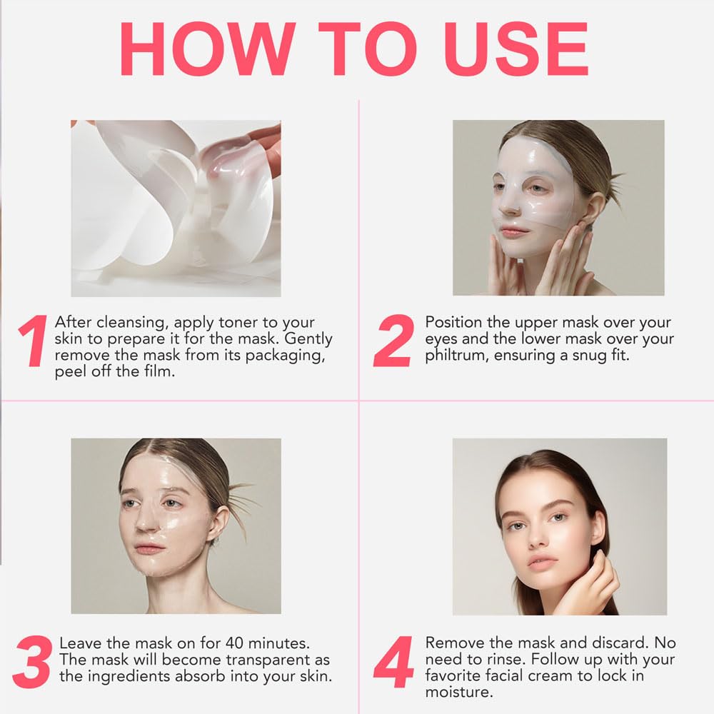 Deep Collagen Lifting Mask,Anti Wrinkle Firming Face Mask,Skinqueen Korean Bio-Collagen Real Films Overnight Facial Hydrogel Masks · v3