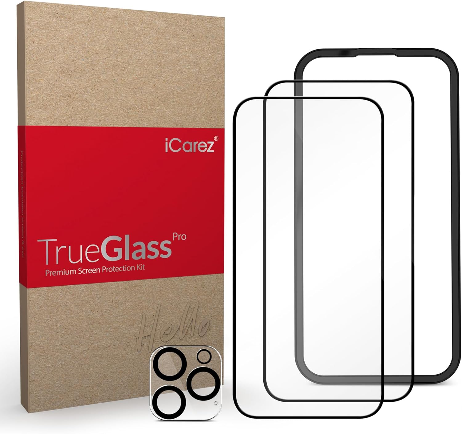 iCarez Tempered Glass Screen Protector for iPhone 16 Pro Max 6.9 inches 2024 [2-Pack] Case Friendly Full Coverage Tray installation Black Frame