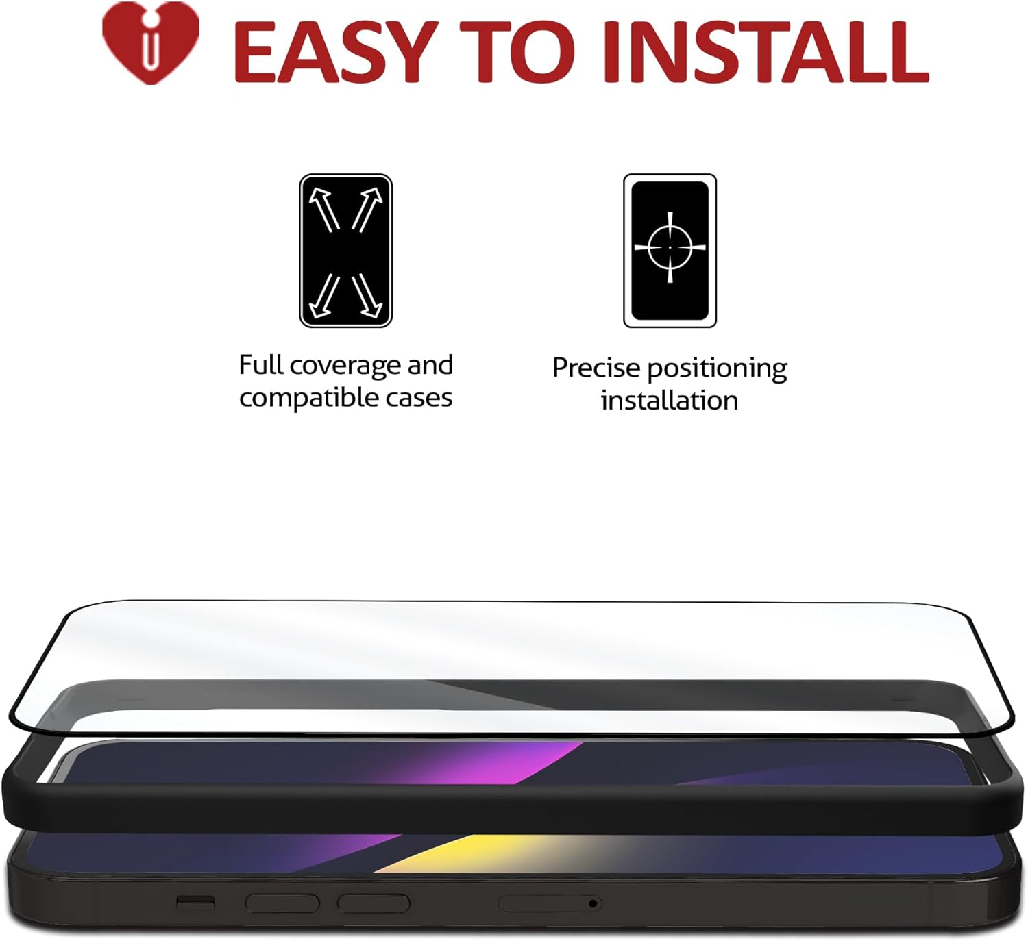 iCarez Tempered Glass Screen Protector for iPhone 16 Pro Max 6.9 inches 2024 [2-Pack] Case Friendly Full Coverage Tray installation Black Frame