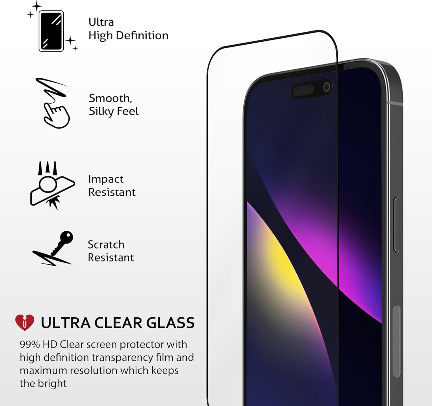 iCarez Tempered Glass Screen Protector for iPhone 16 Pro Max 6.9 inches 2024 [2-Pack] Case Friendly Full Coverage Tray installation Black Frame
