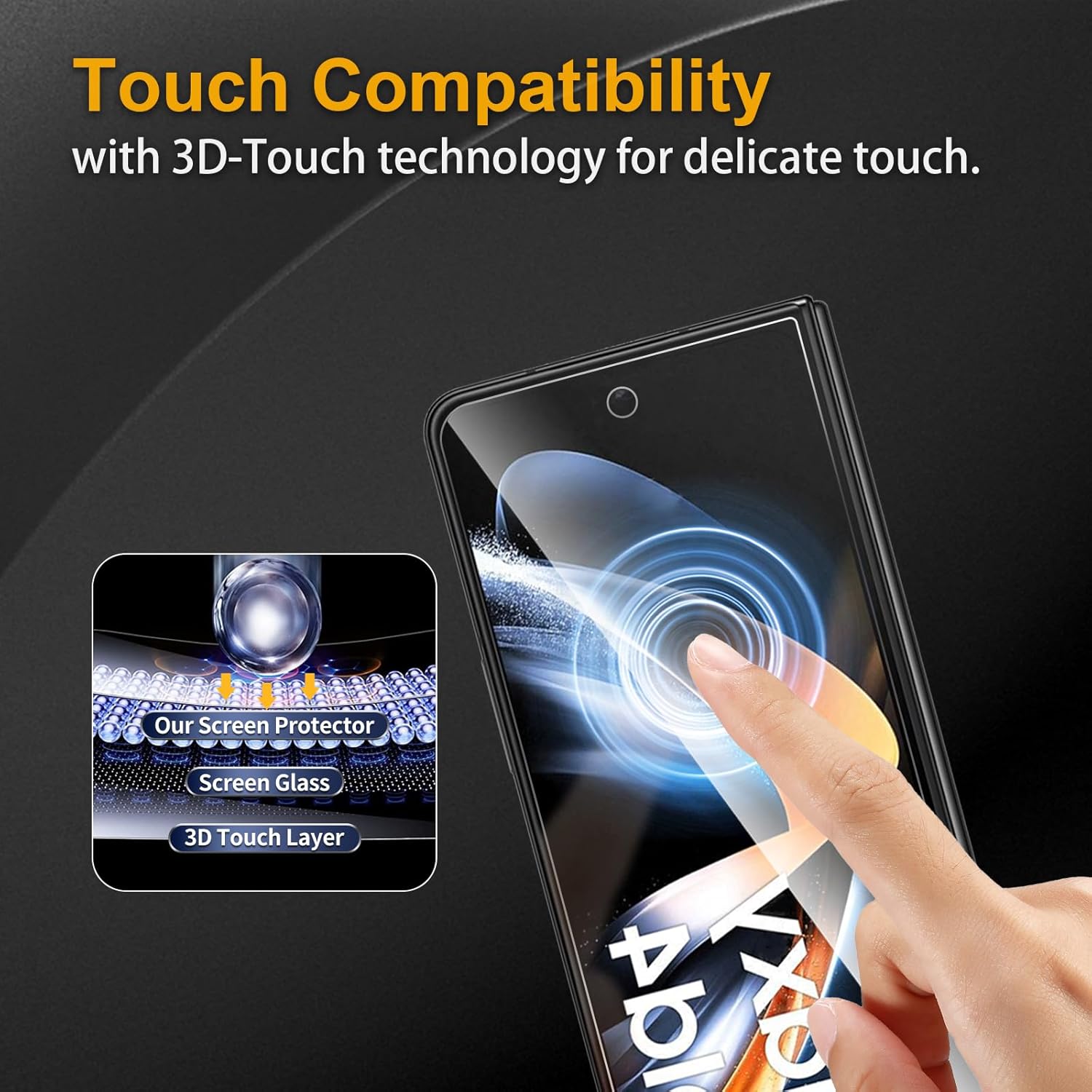 3 Pack Privacy Screen Protector for Samsung Galaxy Z Fold 4, Anti Spy Tempered Glass 9H Hardness, Black Protector Anti Spy, Bubble Free, Anti-Scratch